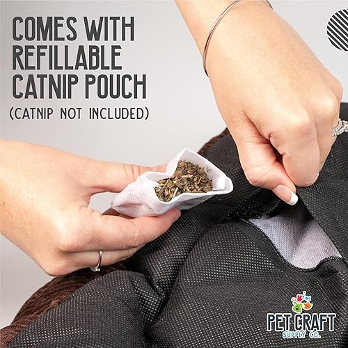 Miniatura 5 de Pet Craft Supply - Cama para gatos de interior cama para gatitos lavable a máquina ultra suave autocalentable bolsa recargable de hierba gatera