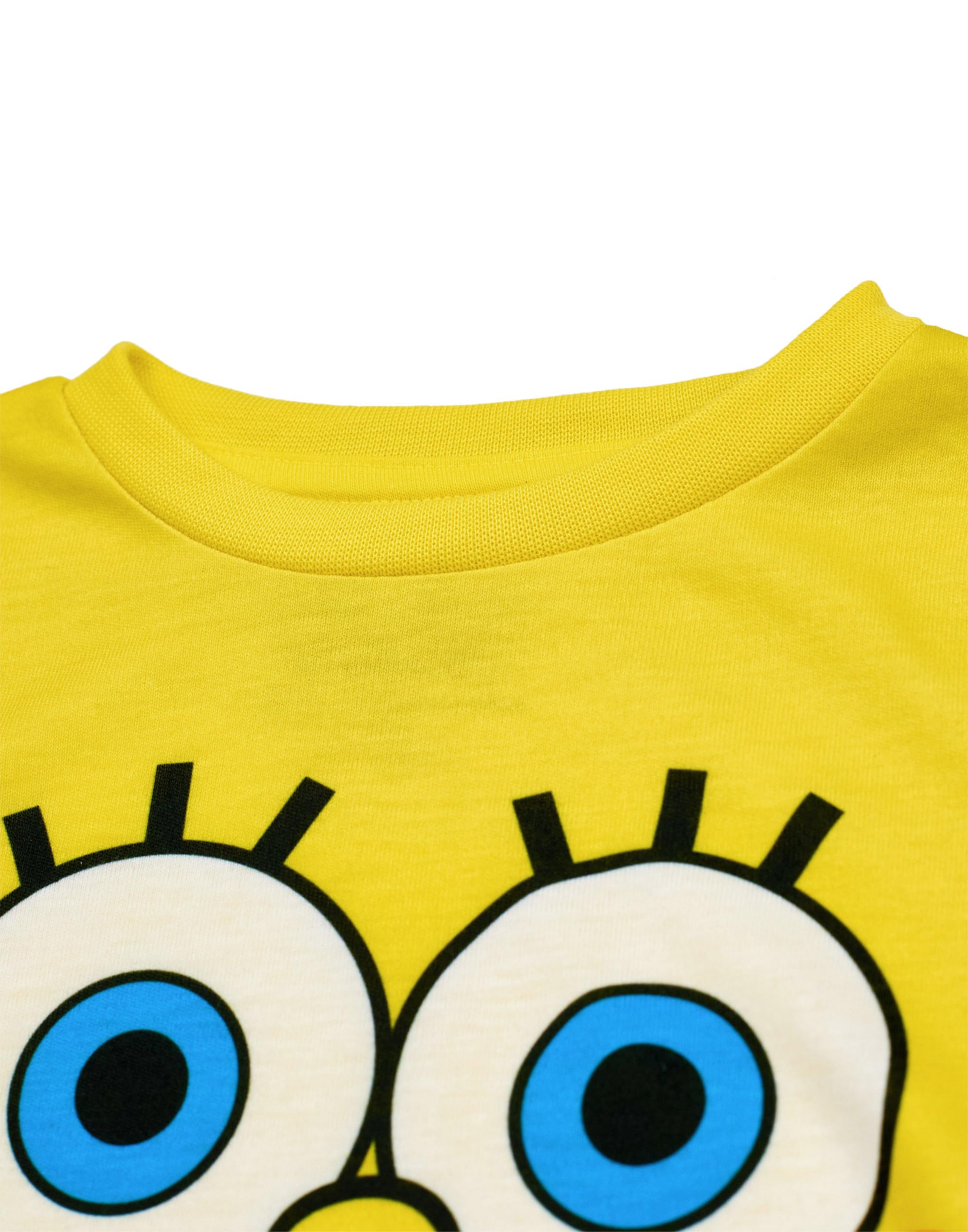 SPONGEBOB SQUAREPANTS Conjunto de Pijama para niños, Paquete de 2 | Camiseta de Manga Larga con gráfico de Personaje en Amarillo y Azul para niño y Pantalones de Pijama de Pernera Larga