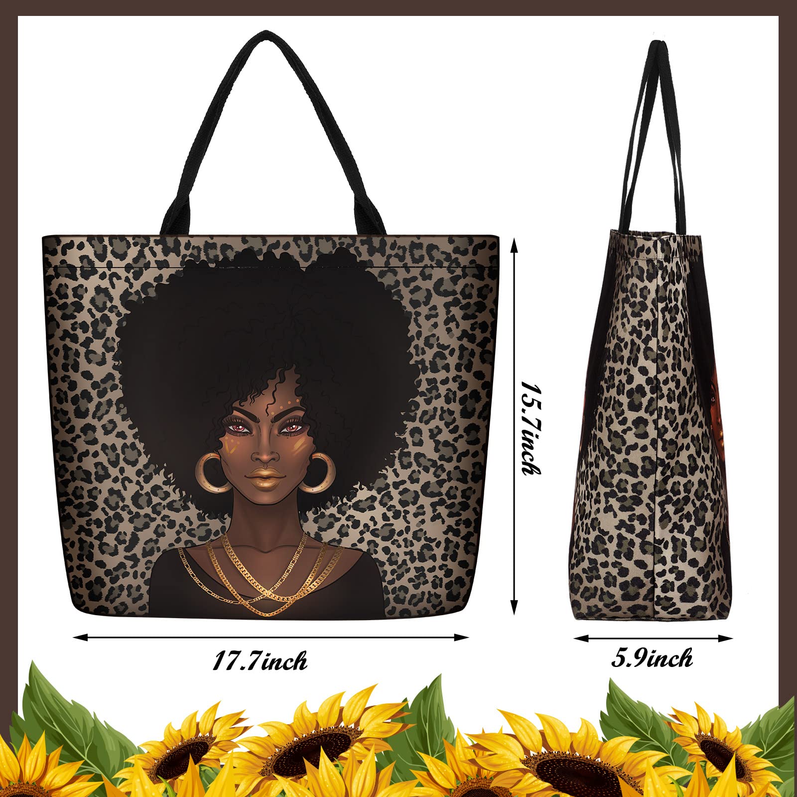 Silkfly 4 Pack African American Tote Bags for Black Women Shoulder Bag Afro Black Girl Large Satchel Handbags Work Travel(Stylish Style)