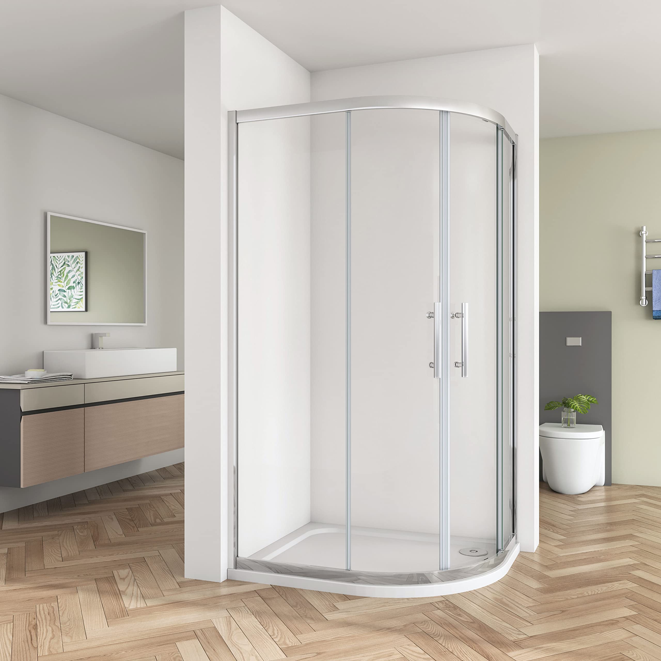 Biubiubath Offset Quadrant Shower Enclosure Cubicle 8mm Easy Clean Glass Door 1000x800mm