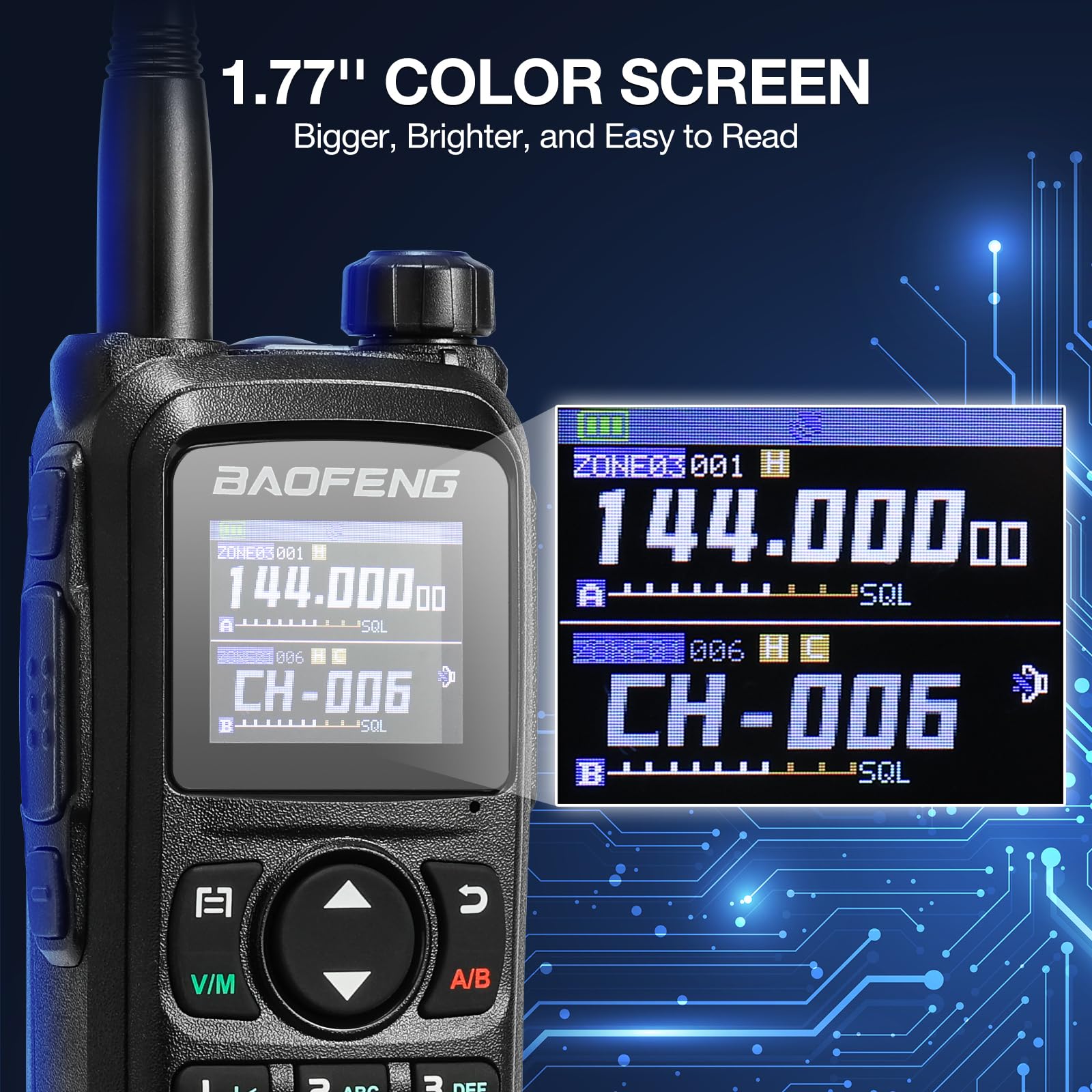 BAOFENG UV-28 Plus Radio Amateur GPS Navigation, Programmation par Application, récepteur Radio bidirectionnel Longue portée 10W, Copie de fréquence, 1000 canaux, écran 1,77", Batterie 2200 mAh
