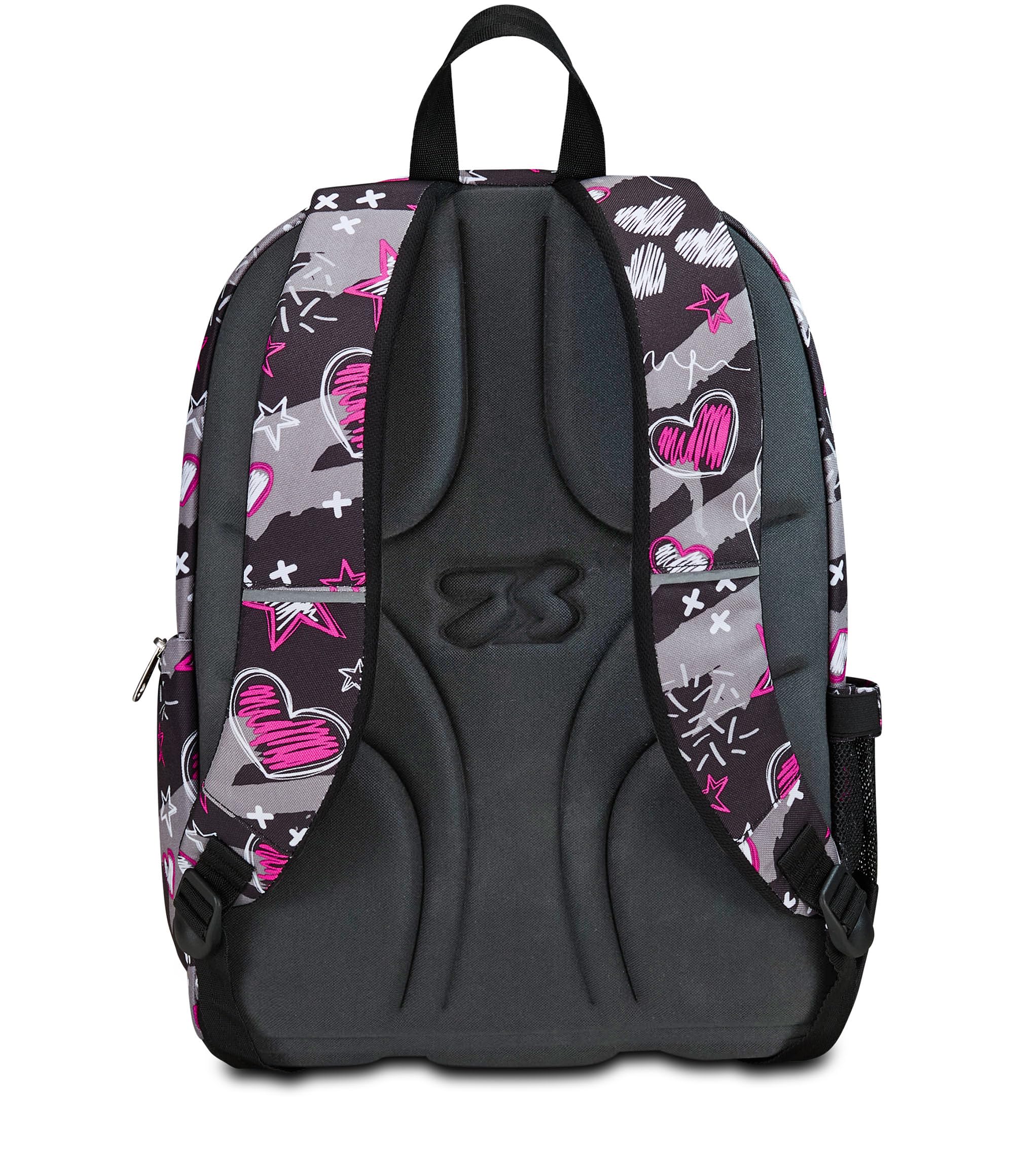 Seven Zaino Scuola Advanced, Nero Fucsia, Draft Heart, Zaino Doppio Scomparto Con Tasca Porta PC o Tablet, Tasca Porta Borraccia e Organizer, Zaino Scuole Medie e Superiori, Bambina Ragazza