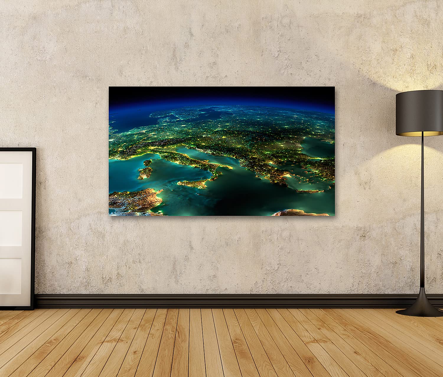 Islandburner Quadro Su Tela Astratto Con Pianeta In Fiamme, Apocalittico, 100x57 Cm, Stampa Artistica Prodotta In Germania