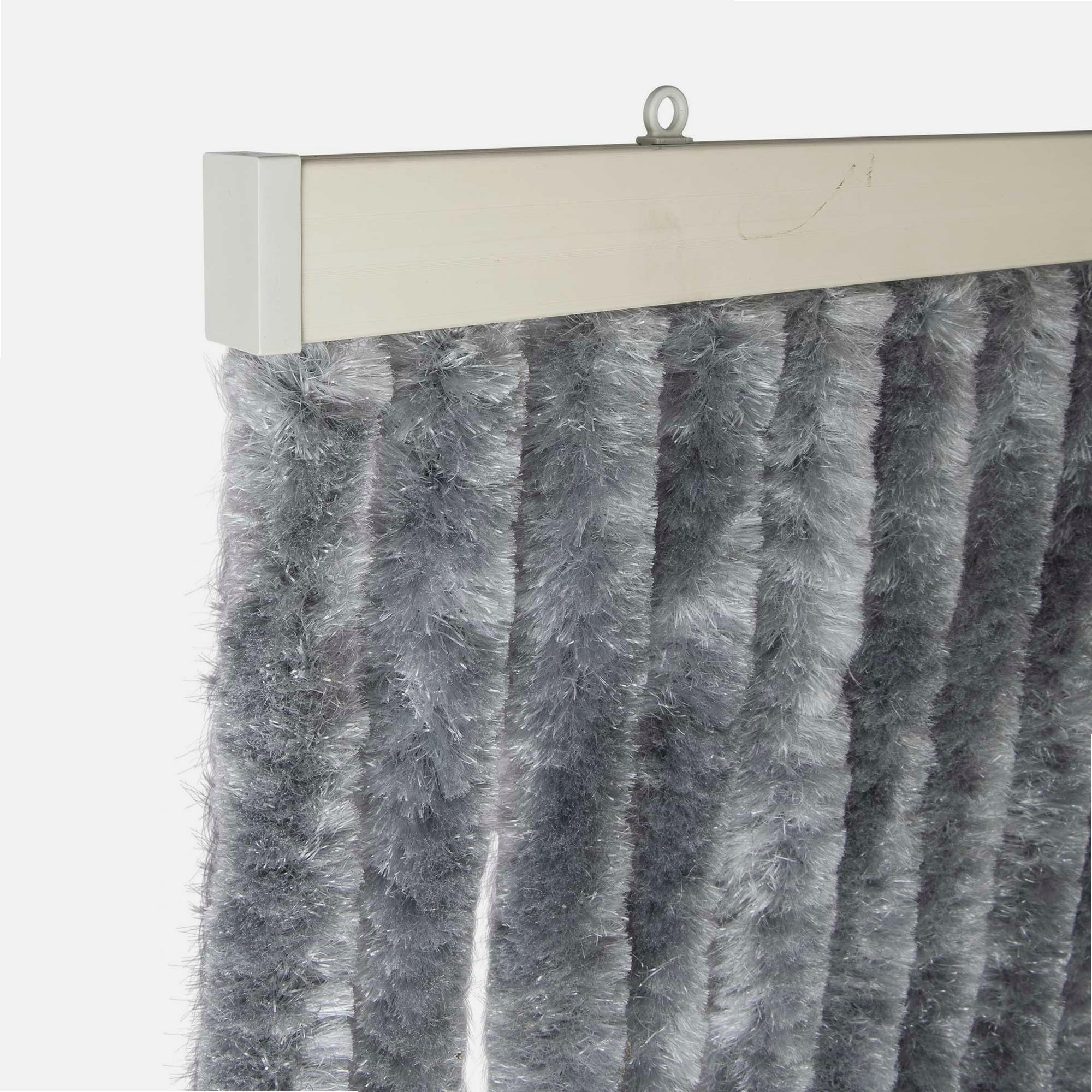 WERKA PRO Rideau Chenille Gris Foncé Uni - 120 x 220 cm - Protection Contre Insectes et Poussière - Tringle Ajustable et Anneaux de Suspension - Fibres Synthétiques Anti Effilochage