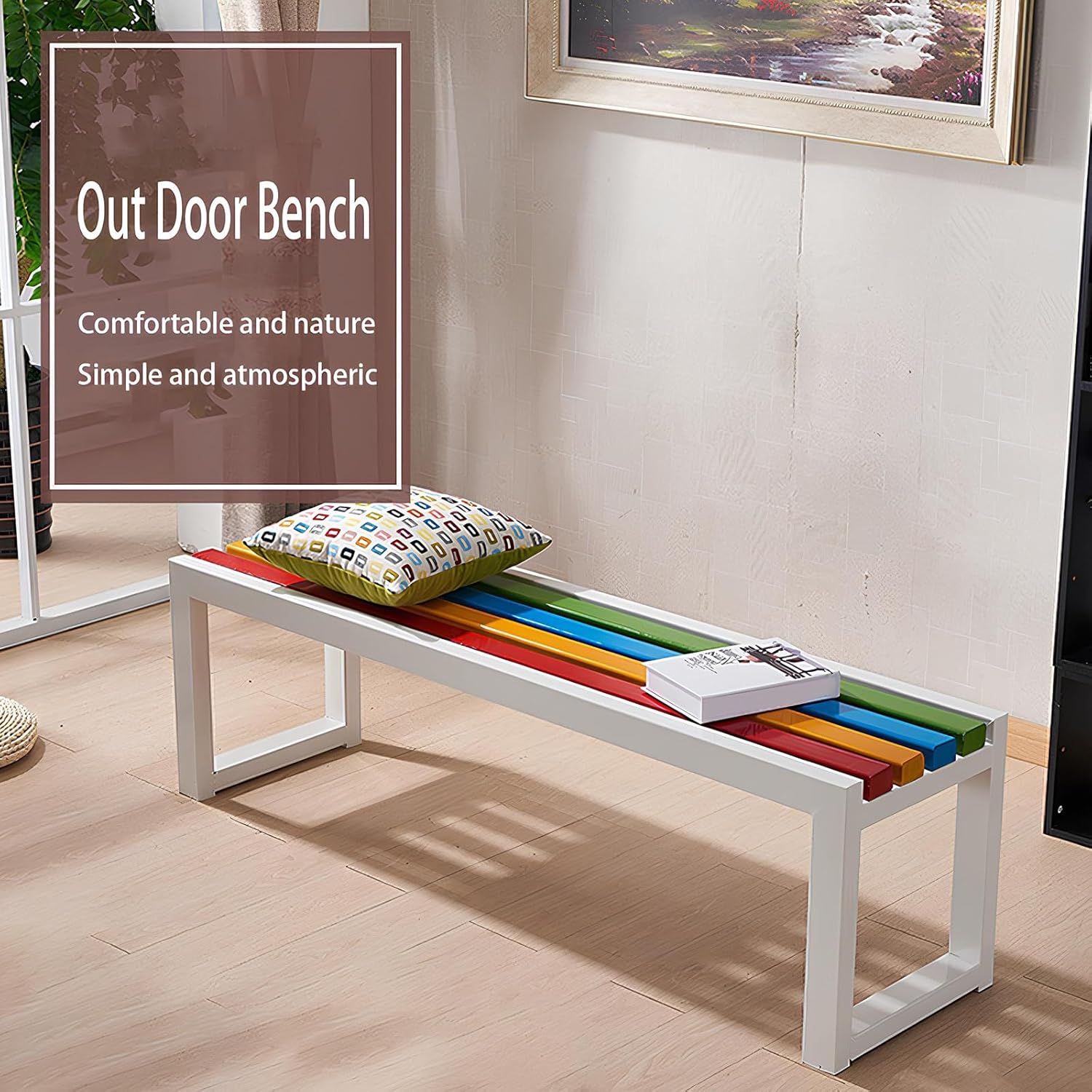 Durable Outdoor Bench for Porch, Garden & Lawn | Comfortable Seating, Stylish Backyard Furniture, Weather-Resistant, Perfect for Patios & Outdoor Spaces