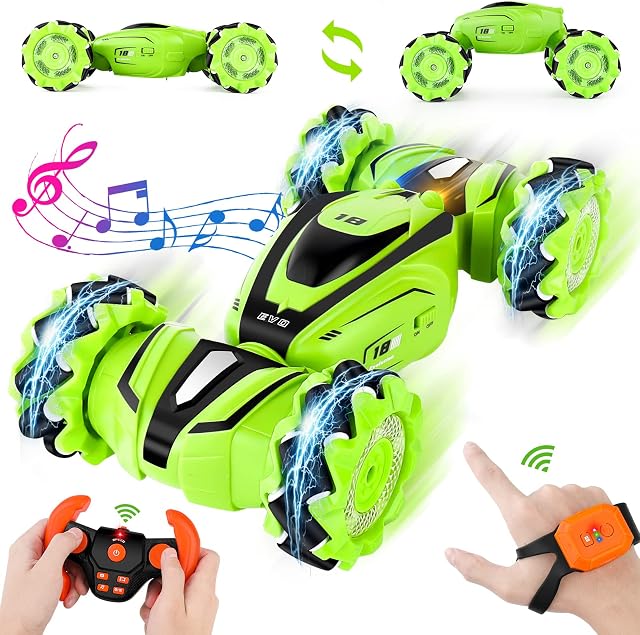 BAZOVE Remote Control Car RC Car Toys for Kids - 1:18 Scale 4WD Twisting RC Drift Car with Light Music - 2.4GHz Rechargeable All Terrains Hand Controlled Car - Toy Gift for Boys Girls Adults (Green)