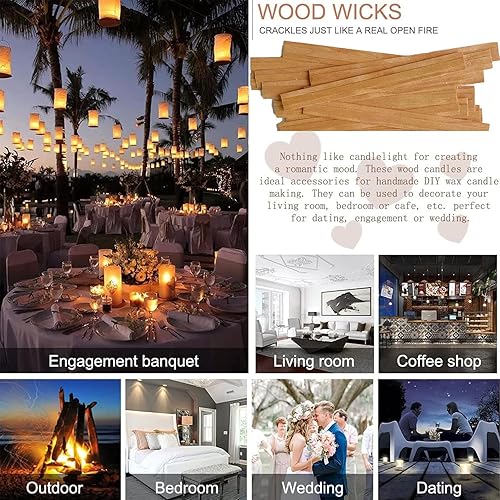 Miniatura 5 de PXBBZDQ Mechas de madera de doble capa, 30 juegos de mechas de madera para hacer velas, mecha de vela de madera con base