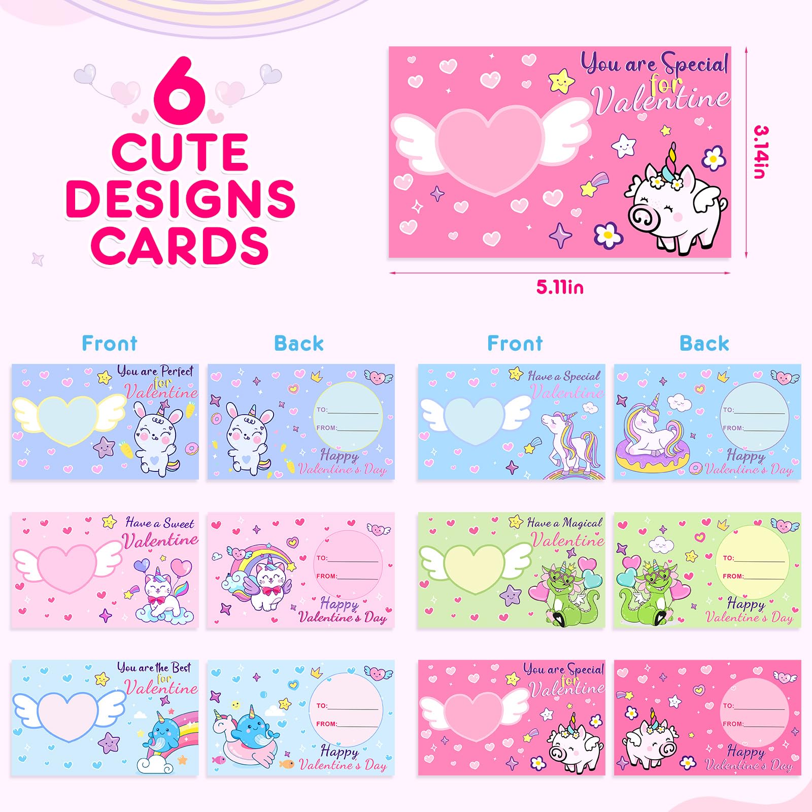 Snapklik.com : 30 Pack Valentines Day Cards For Kids Classroom, Donut ...