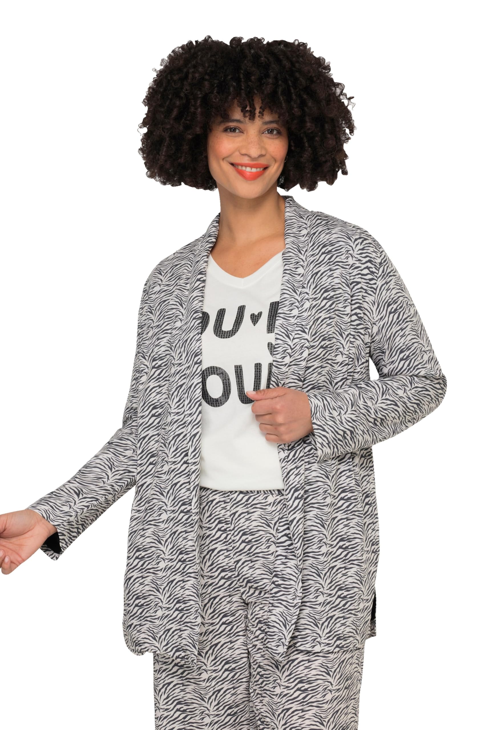 Angel of Style Damen große Größen Übergrößen Plus Size Kimono, Zebradruck, offene Form, weiter Langarm 831309