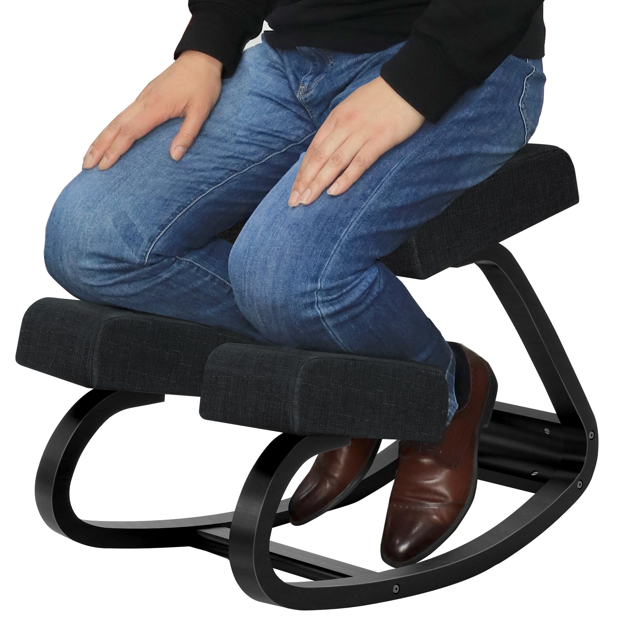 Chaise genoux ergonomique en bois massif avec fonction bascule, assise et repose-genoux rembourrés fuirBuro, bureau à domicile et apprentissage, jusqu'à 100 kg