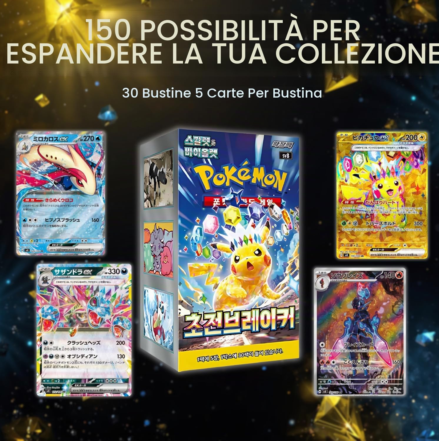 Scatola Booster Koreana Surging Sparks Super Electric Breaker (30 Confezioni) | Supercharged Breaker | Carte Pokémon Coreane Autentiche | Serie Scarlet & Violet | Titan Autenticata