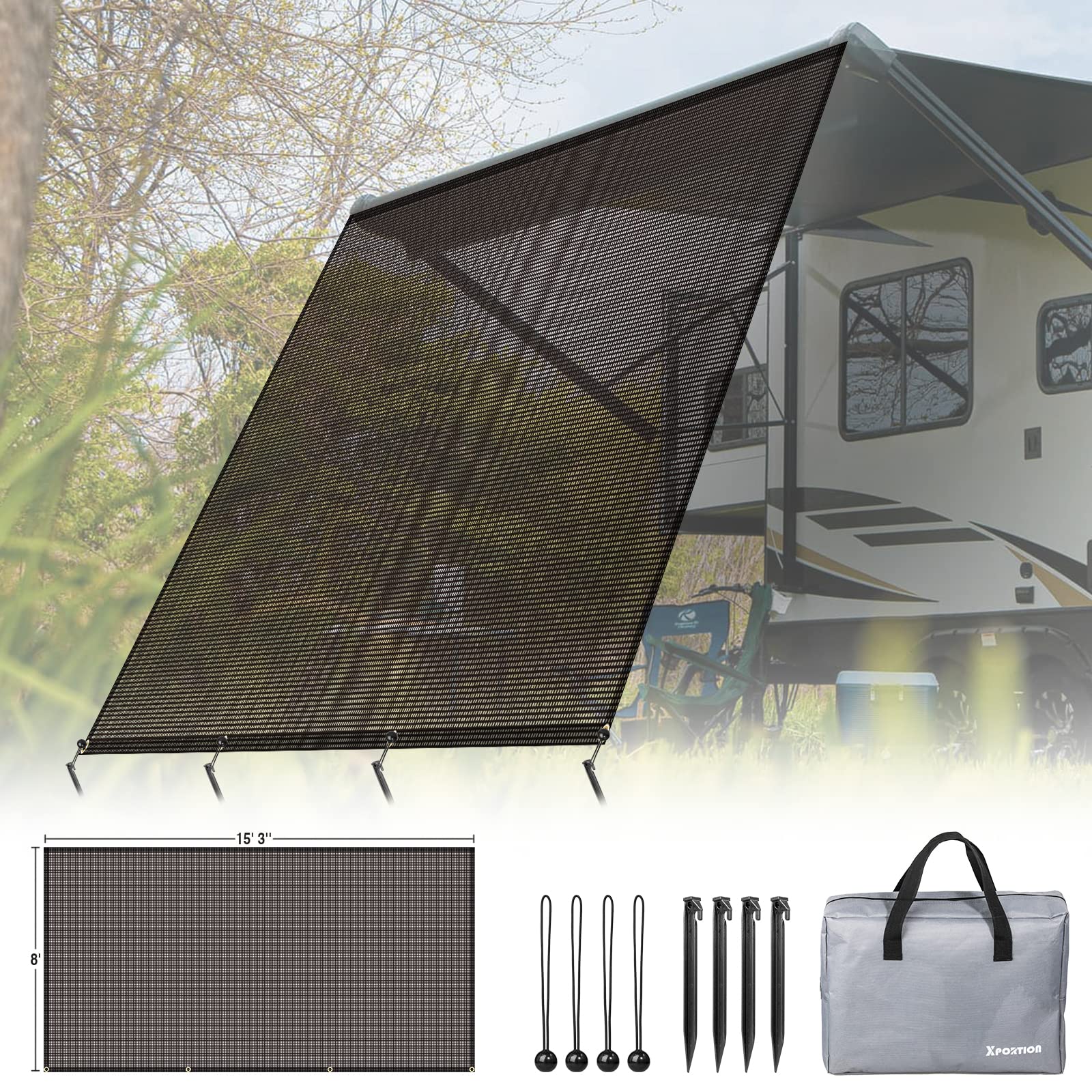 Buy XPORTION RV Awning Sun Shade Screen, 8'×15'3'' Camper Trailer
