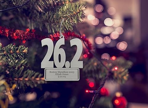 Miniatura 3 de Indiana - Adorno de metal personalizado de maratón 26.2 – Adorno de Navidad personalizado con grabado personalizado, 2.25 pulgadas, adorno de peltre
