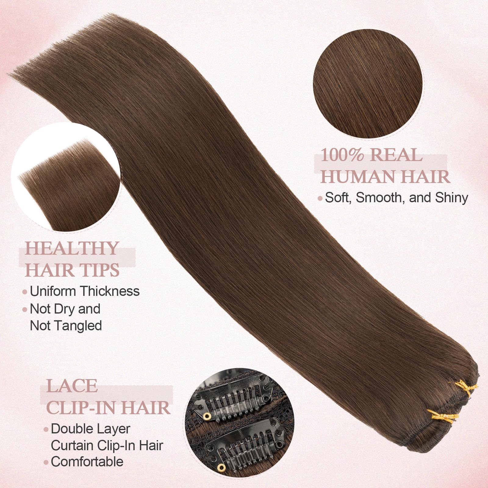 SEGOHAIR Clip in Hair Extensions Human Hair - Image 3