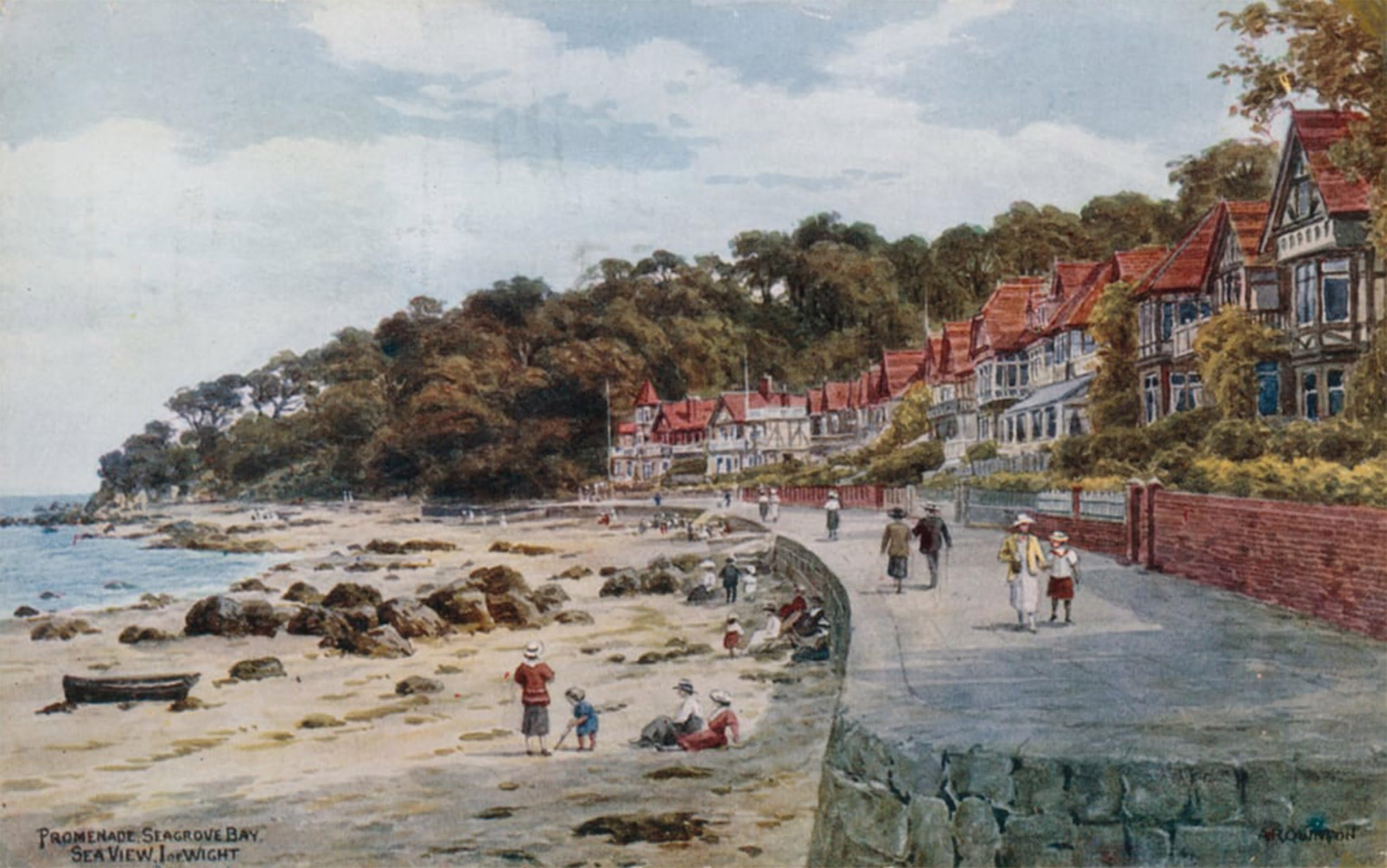 ARTXLXXBN Famous Prints Artwork Pictures Poster Painting Art Promenade Seagrove Bay Sea View I of Wight by Alfred Robert Quinton Artwork Landscape Pictures for Home Decor 60x90cm