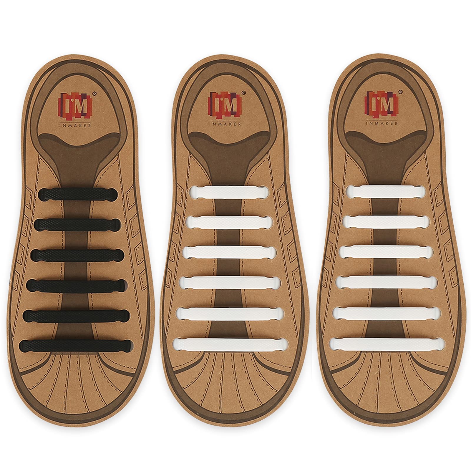 INMAKERNo Tie Shoe Laces for Adults and Kids, Elastic Shoelaces for Sneakers, Rubber Silicone Tieless Laces