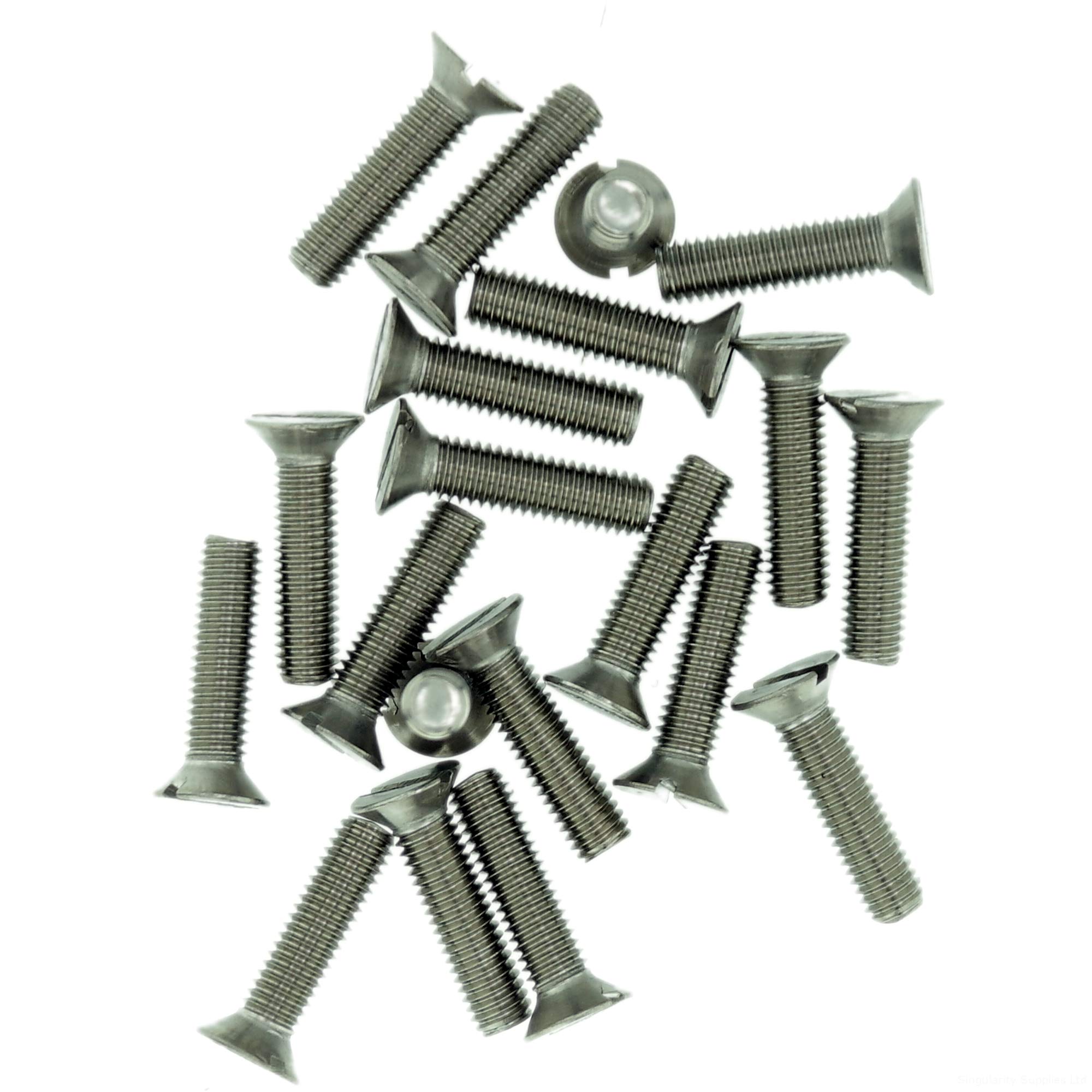 Singularity Supplies M2.5 (2.5Mm X 30Mm) Slot Countersunk Machine Screw (Bolt) - Stainless Steel (A2) (Pack Of 20)