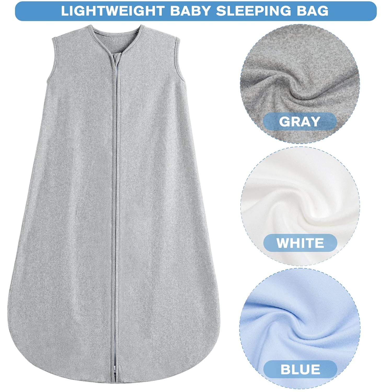 3 Pack Baby Sleep Sack 3-6 Months 100% Rayon Cotton Baby Sleeping Bag 2-Way Zipper Toddler Wearable Blankets Comfy Stretchy Thin Sleep Sacks TOG 0.3 - Image 4