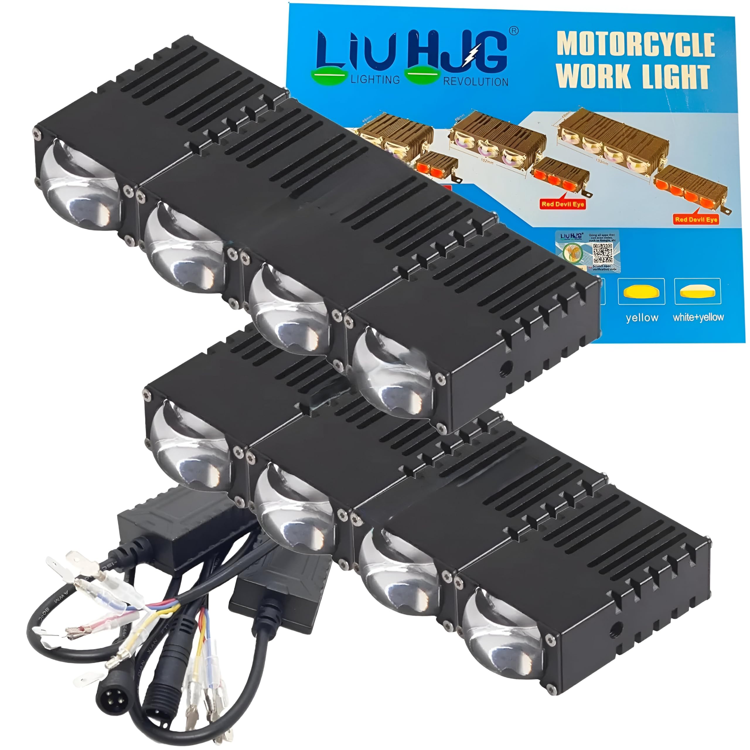 LIU HJG 4 LED Yellow/White Waymaker Fog Light Featuring Red Devil Eye for Car, Motorbike, and Truck - High-Performance LED (12 V, 160 W) Lighting Solution - Universal for All Vehicles (Pack of 2)-image-18