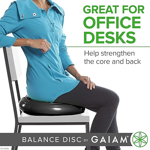Miniatura 5 de Gaiam Cojín de equilibrio de disco tambaleante, entrenador de estabilidad, para el hogar u oficina, silla de escritorio y asiento sensorial