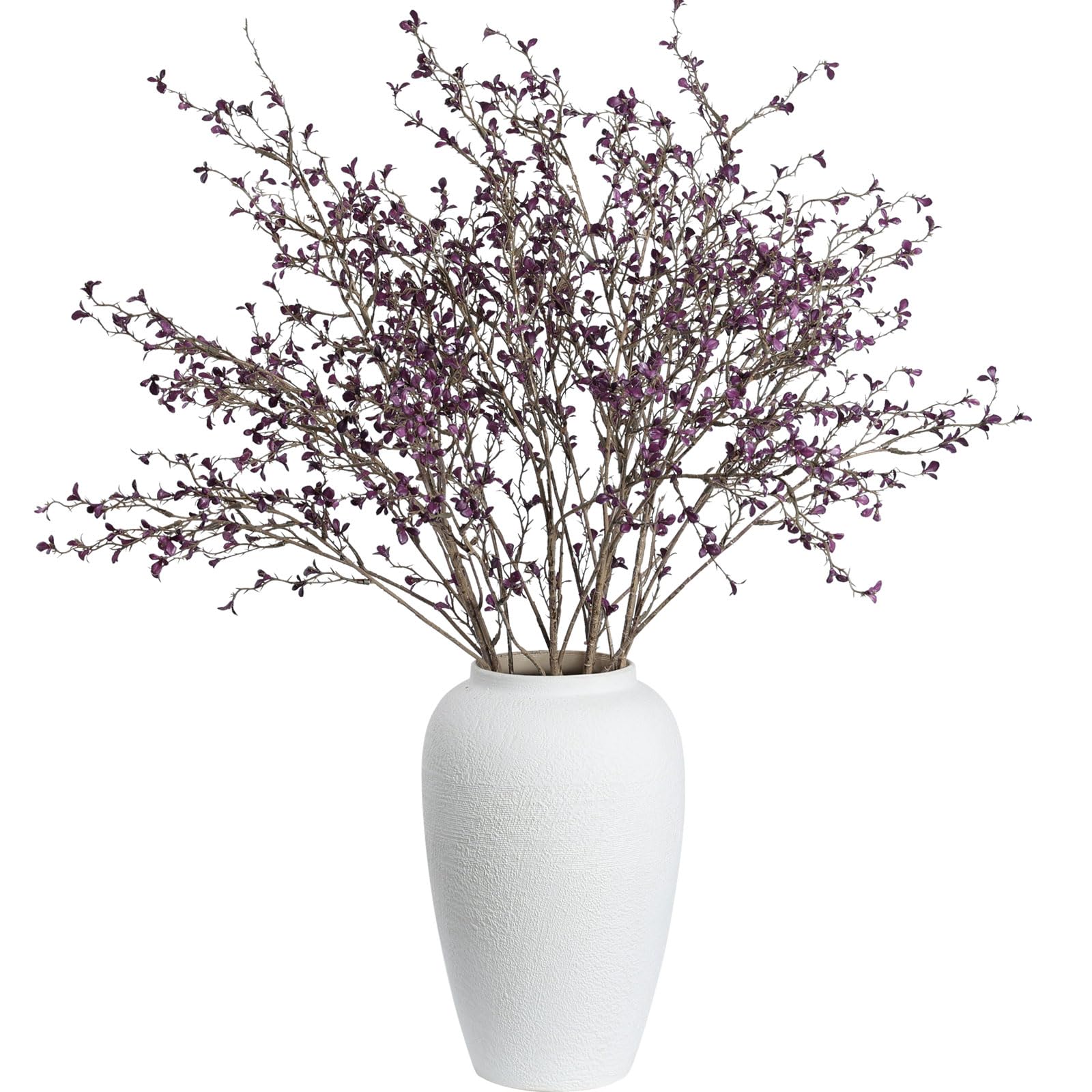 Smalldu Deep Purple Dry Twig Faux Floral: 5 Pcs 37" Fall Leaves Stems,Branches For Vase
