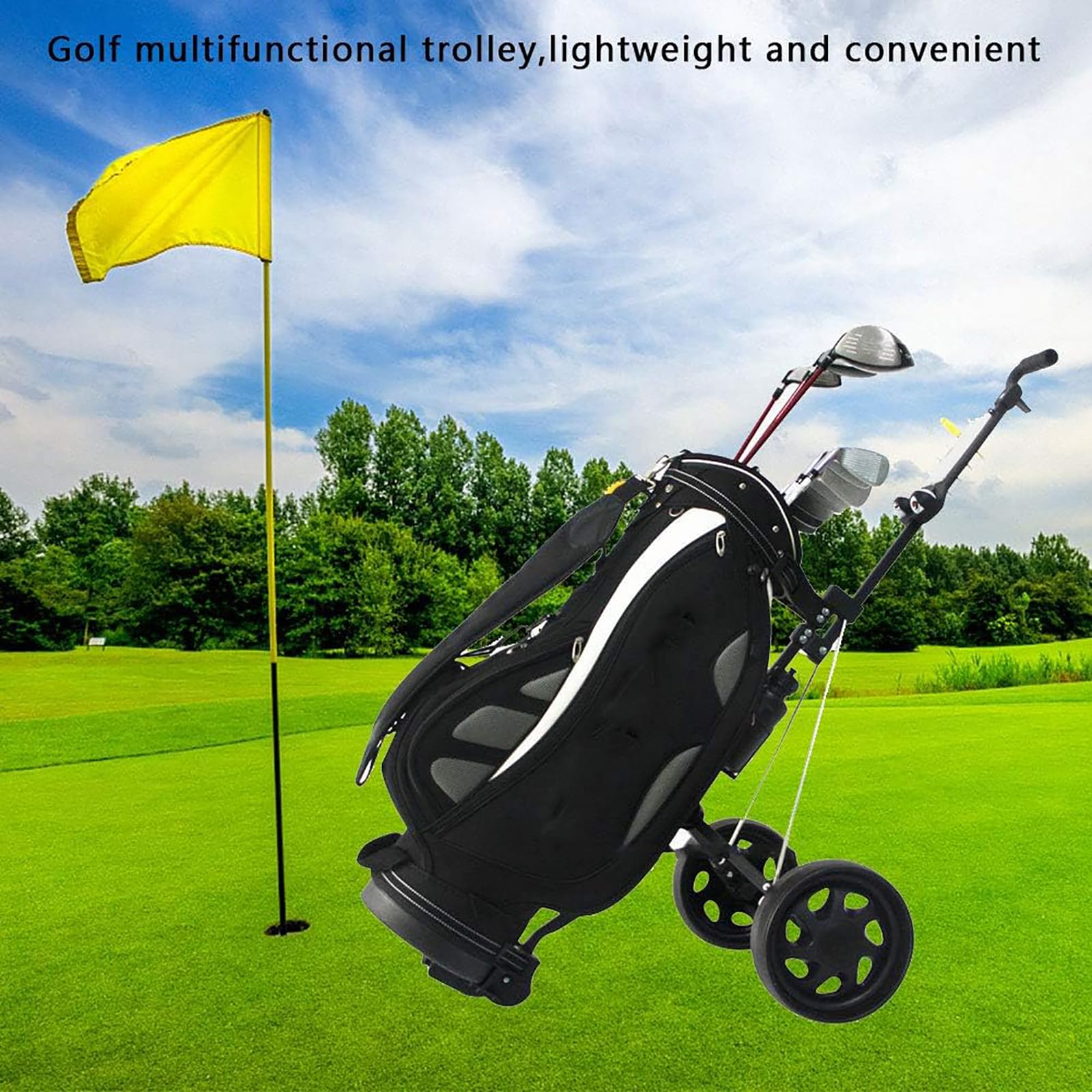 Wózek golfowy, składany wózek dwukołowy na torby, lekkie akcesoria do sprzętu golfowego, idealny prezent golfowy