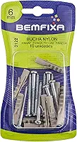 Kit Parafuso com Bucha 6mm Bemfixa – Cabeça Panela Phillips para Concreto e Alvenaria – Alta Fixação – Cartela com 10 Unidades
