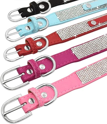 Miniatura 4 de Senristar Collar de perro de cristal personalizado con nombre brillante, collar de perro con diamantes de imitación brillantes personalizado para