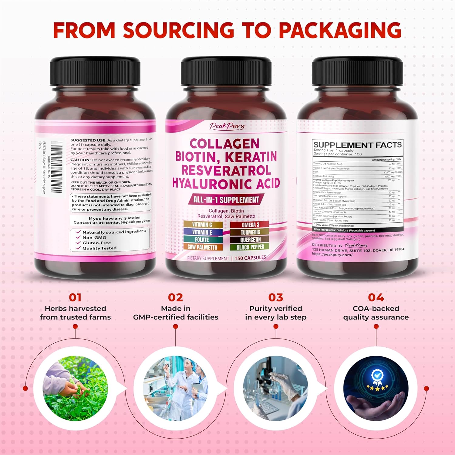 Collagen Biotin Resveratrol Saw Palmetto - Skin, Joint Health Support - Image 9