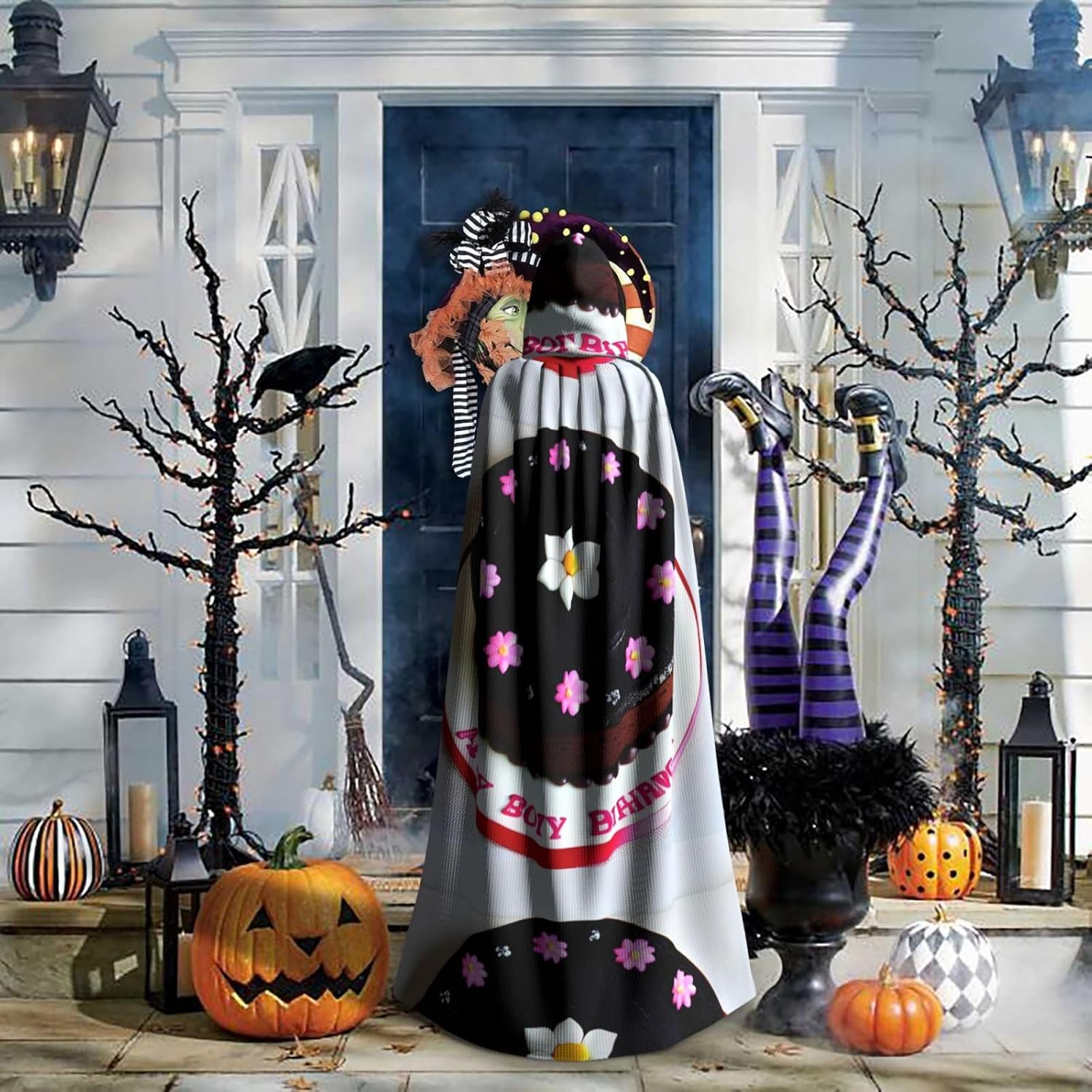 Black Chocolate Cake Men Women Halloween Role Play Party Decoration Hooded Poncho