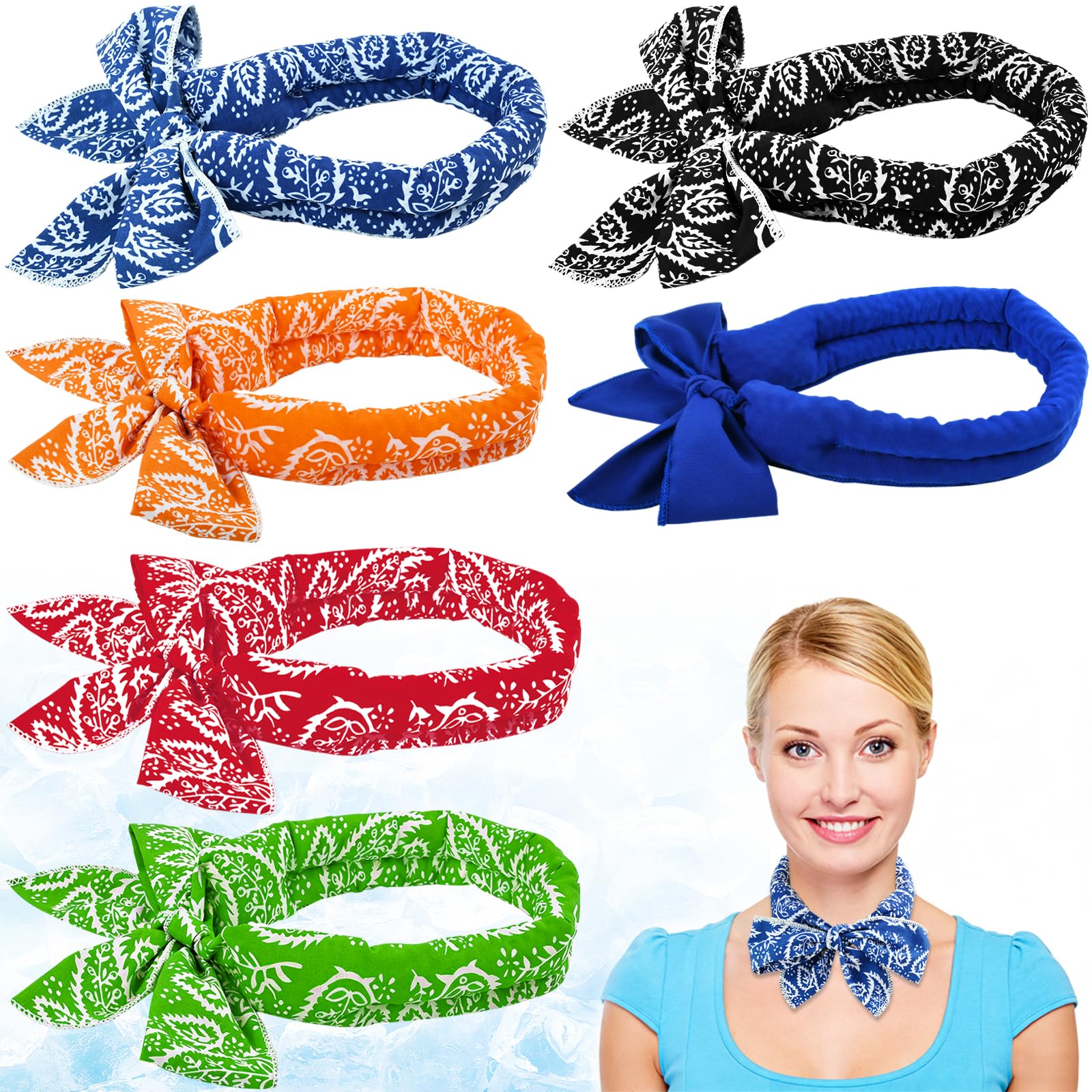 Asciugamano per Il Ghiaccio Estivo,6pcs Sciarpa Rinfrescante,Fasce Rinfrescanti per Collo,Traspirante Bandana Rinfrescante Istantaneo,Asciugamano di Raffreddamento,per Palestra,Sport,Viaggio,Yoga (A)