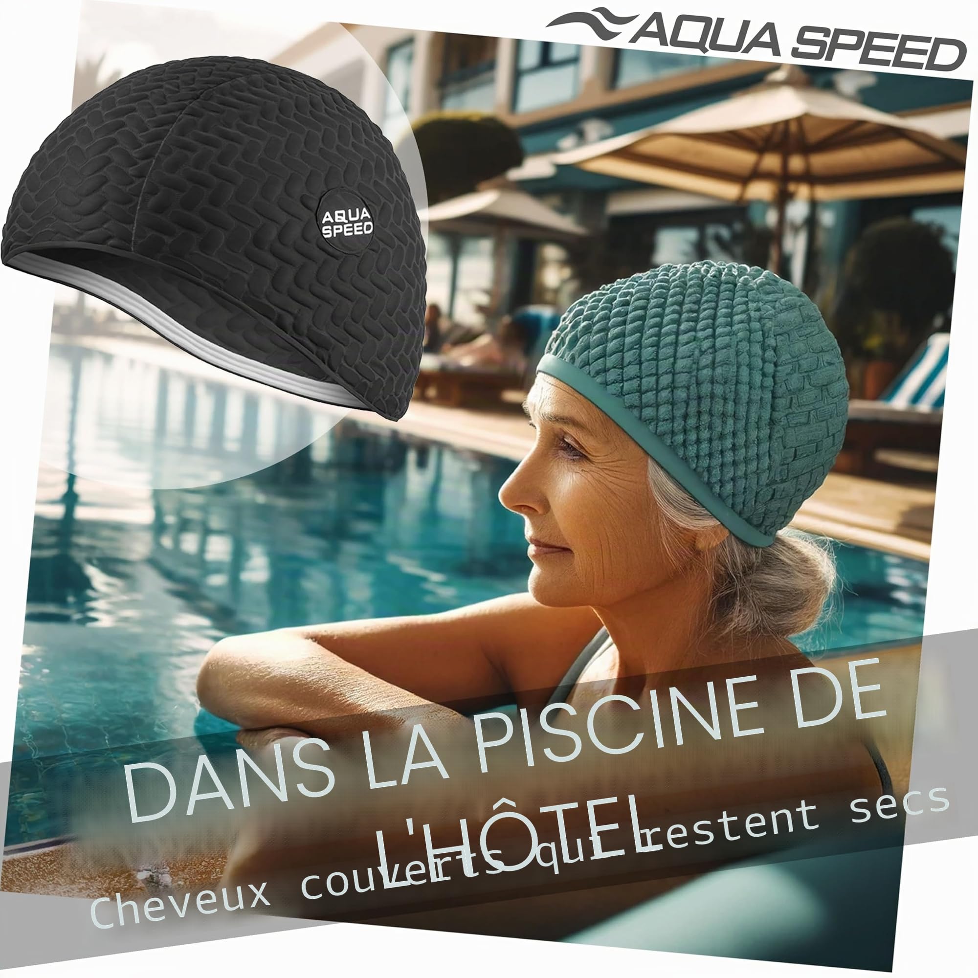 Aqua Speed Swim Cap | Bonnet de Bain | Sports | entraînement | Natation | Cheveux Longs | Latex | Bombastic Tic-Tac