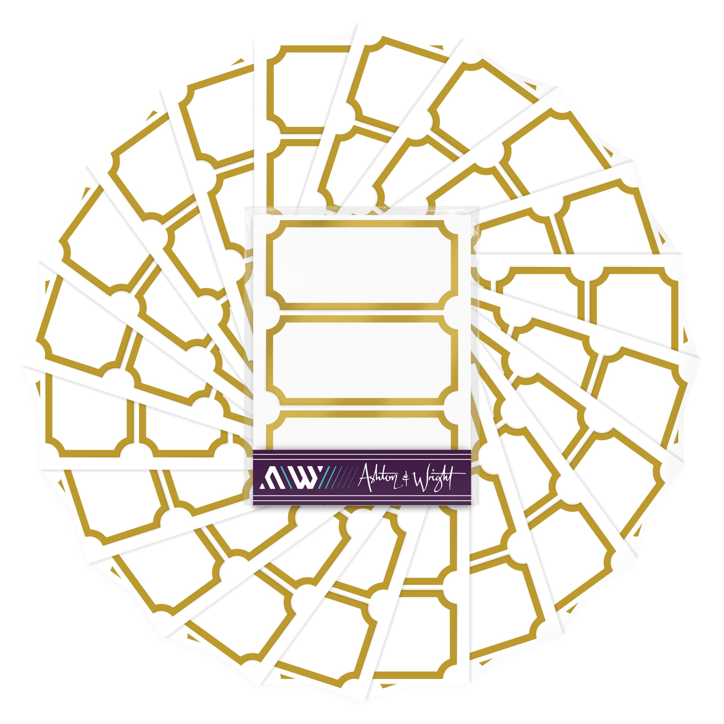 Ashton and Wright - Gold Border Stickers - 60 Easy Peel Jam Jar Labels - 75 x 35mm (1)