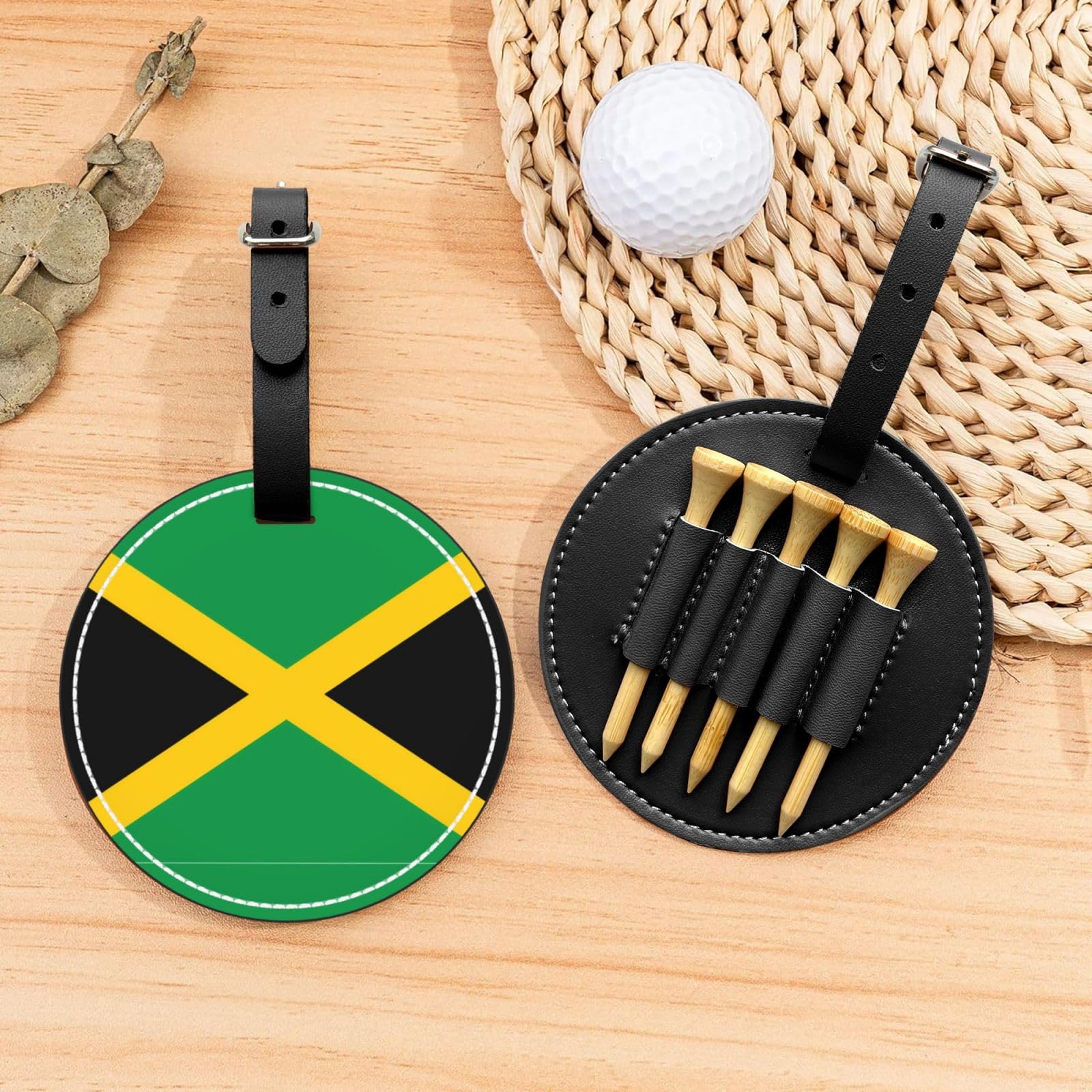 Flag of Jamaica Black Golf tee Storage Bag - Durable and wear-Resistant Golf Accessories