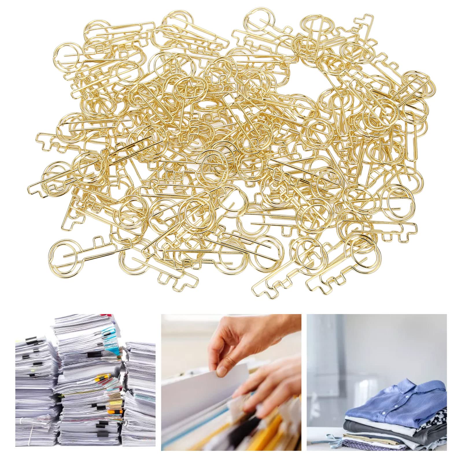 Clip di carta a forma di tasto Grcfumo da 100 pezzi, clip di segnalibri in metallo, clip di carta con scatola, documenti portatili cartaclips per la classificazione degli uffici