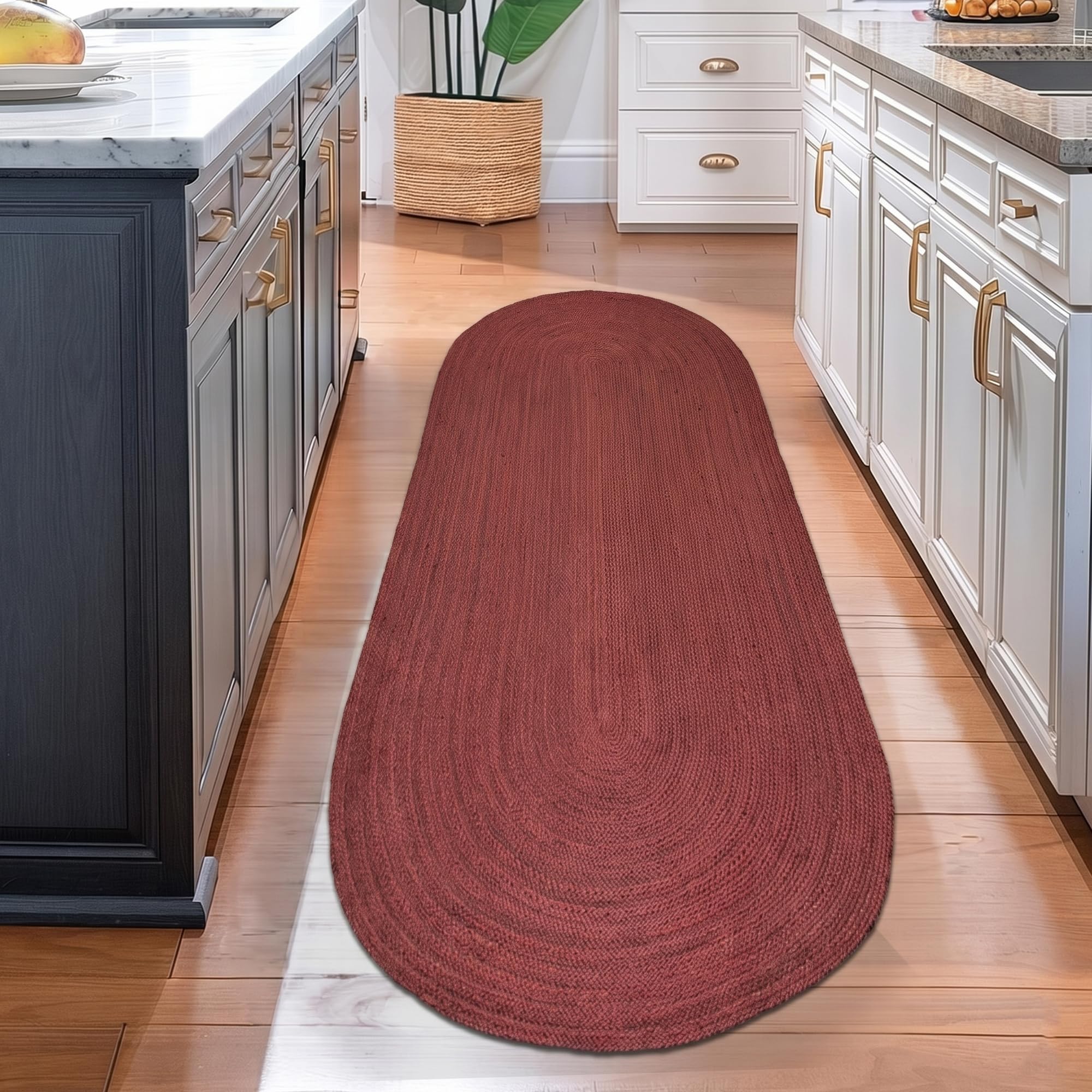 Tapis de couloir en jute épais rouge anti-salissure entrée
