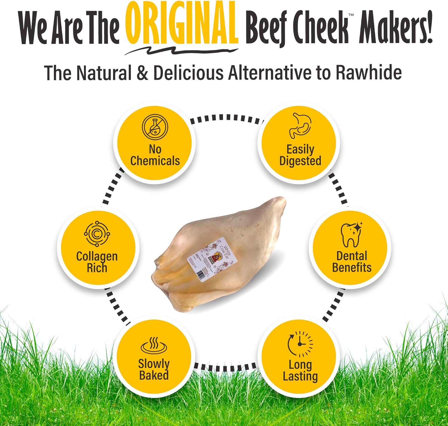 Original Large White Cow Ears | Premium Dog Chews | All Natural, No Additives, Gluten Free | 20 Pack
