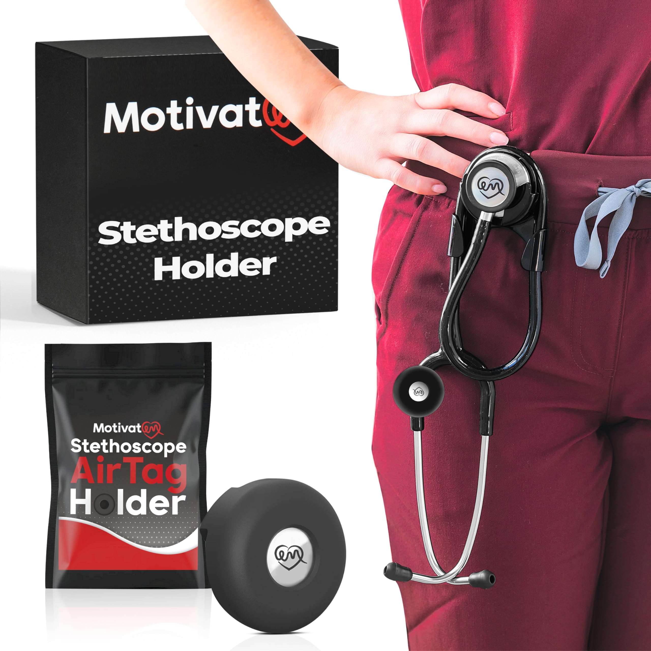 Clip-on Stethoscope Holder with Clip, Stethoscope Hip Holder for Waist Belt, Stethoscope Carrier for Physicians Nurses and Students, Made for Litmann Classic II Lightweight and Classic III