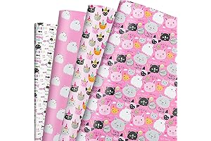 Dtiafu Cat Wrapping Paper for Girls Kids - Birthday Supplies