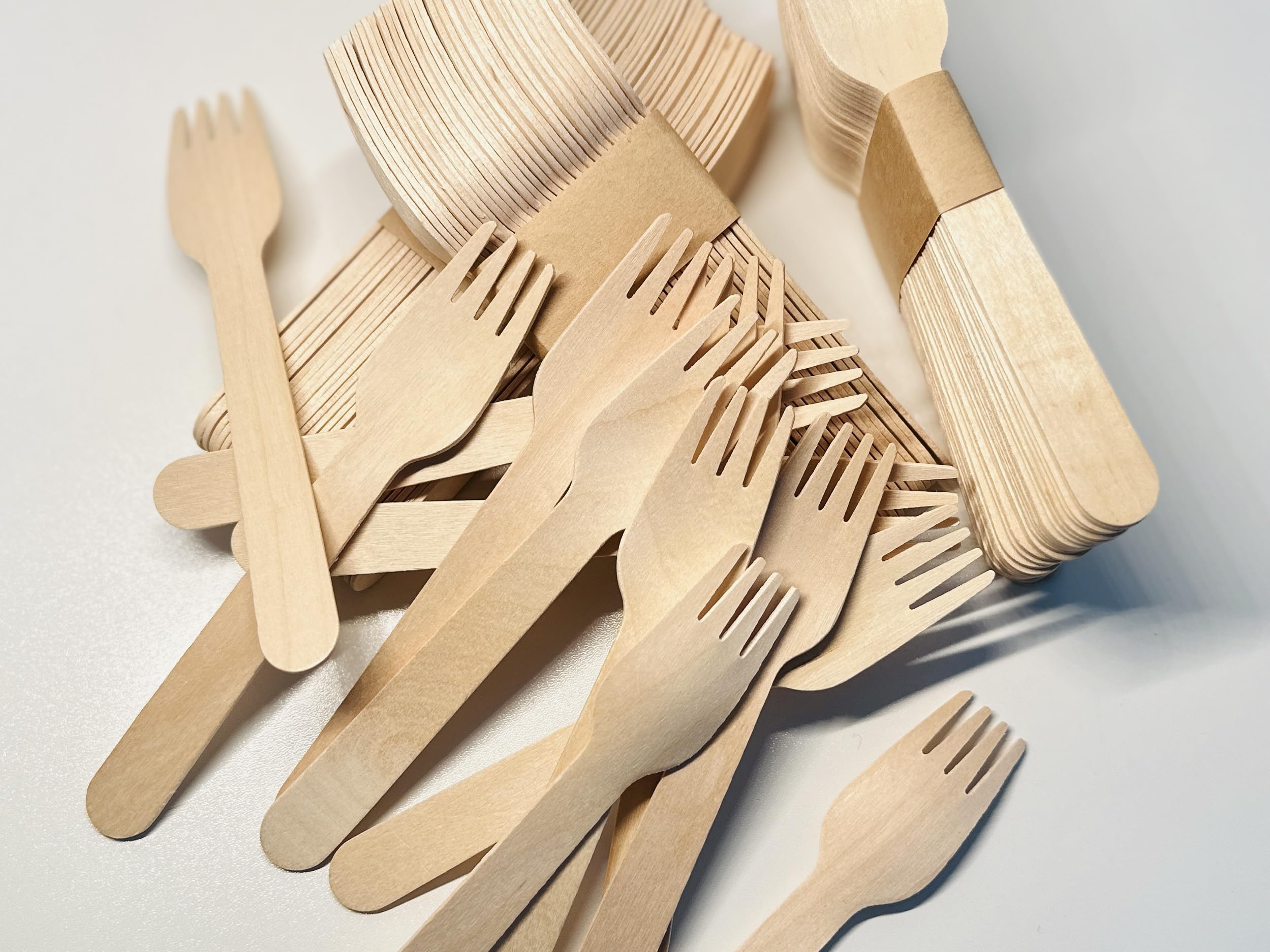 SunMoon Eco Friendly 300 Pack Wooden Forks Disposable, 16cm Long - Image 2