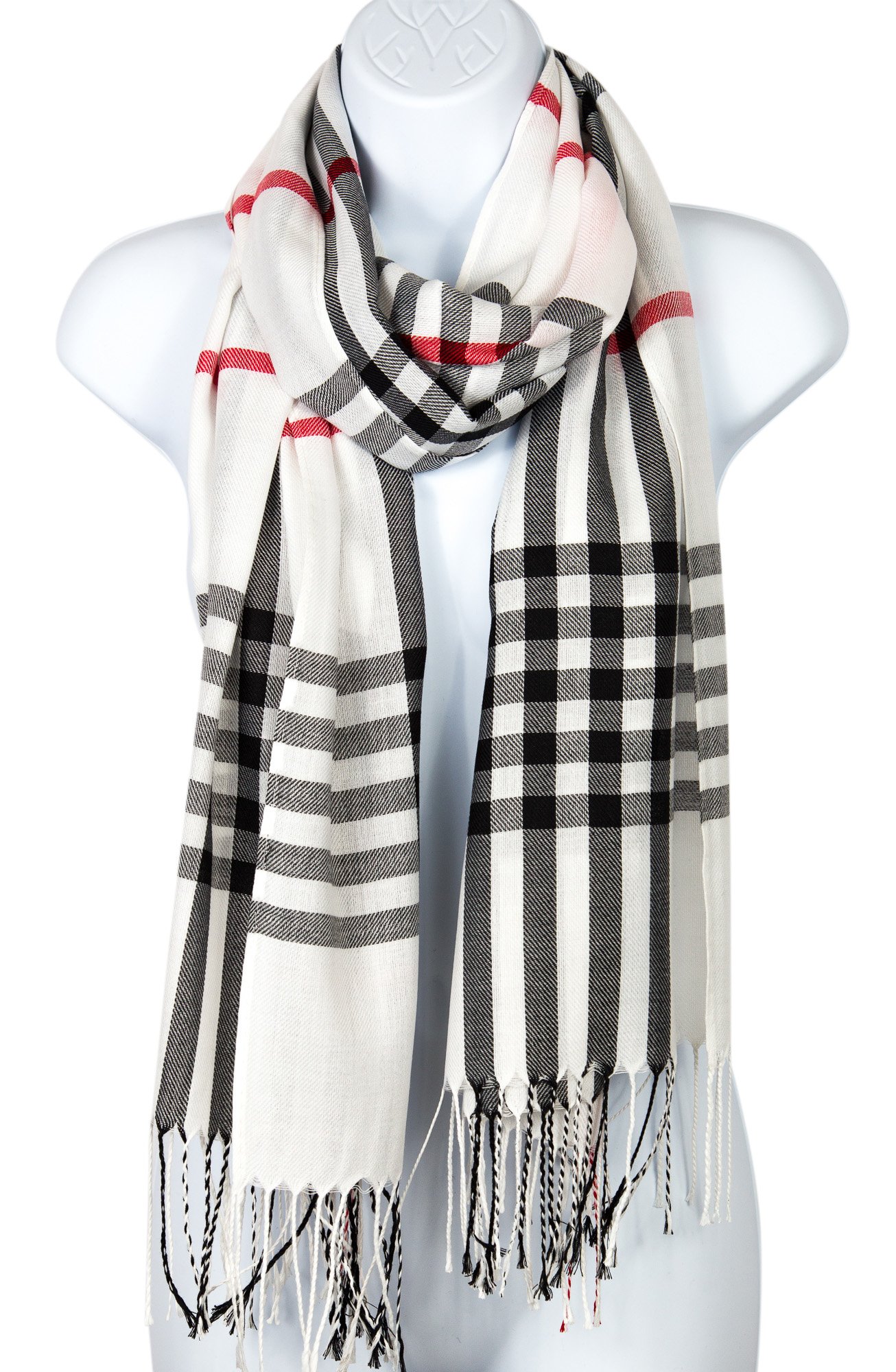 FashionTSPashmina Silk Scarf Plaid Checker Pattern Long Soft Shawl Wrap Cape