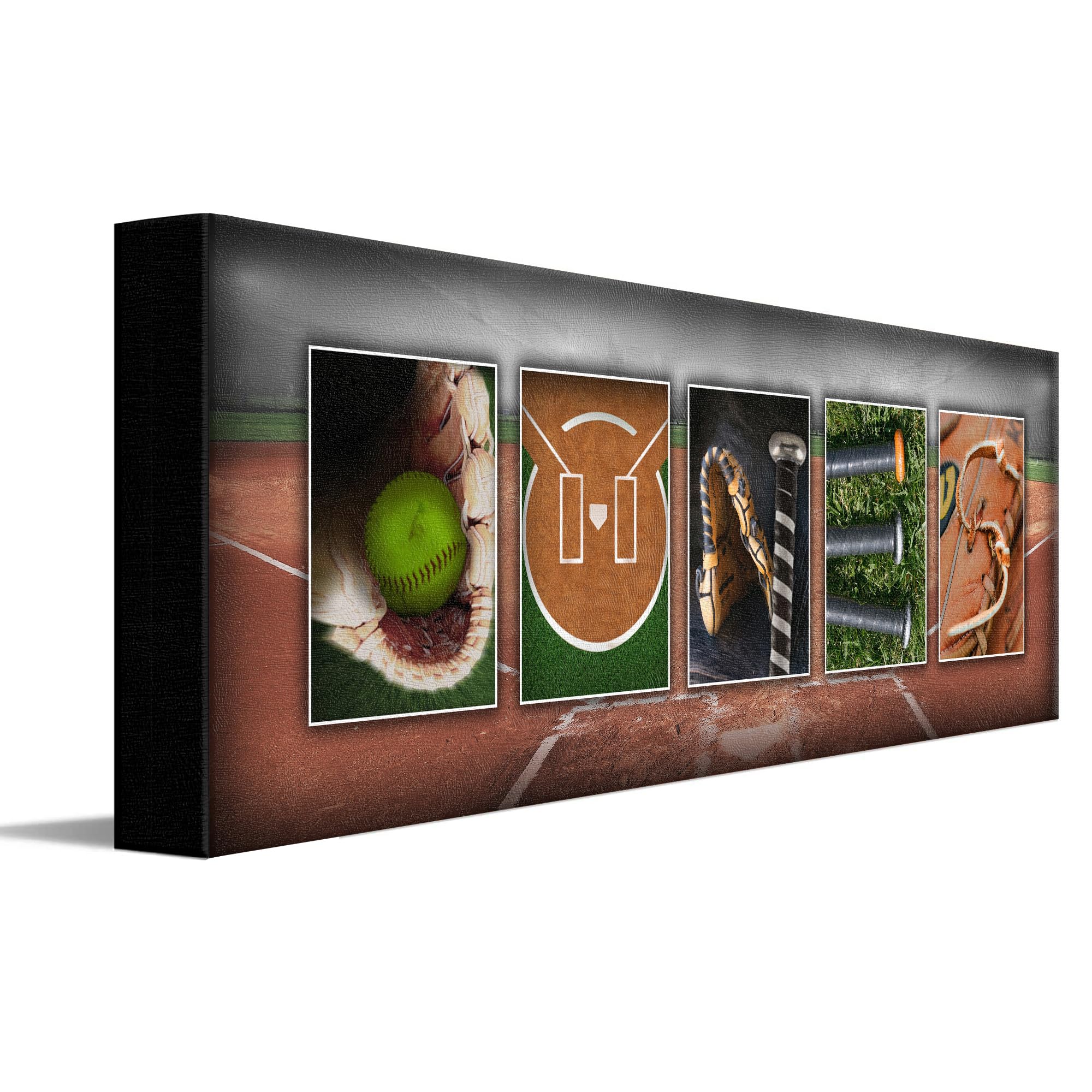 SOFTBALL Custom Photo Name Art | Premium Float Framed Canvas | 36”x12