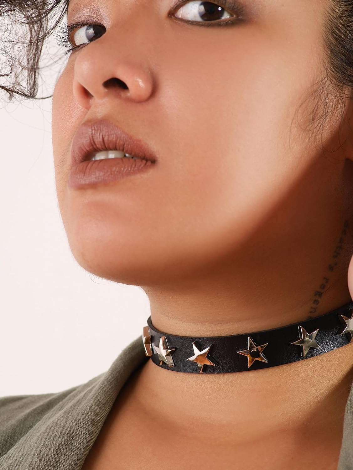Sacina Gothic Punk Star Necklace, Black PU Leather Choker, Unisex, Zinc, Costume Jewelry, Adjustable 16.1 inches, Halloween New Year Gift - Image 4