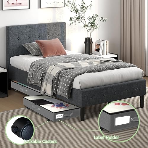 Miniatura 6 de LWTURLOV Almacenamiento para debajo de la cama con ruedas, paquete de 2 contenedores plegables de gran capacidad con asas, contenedores de