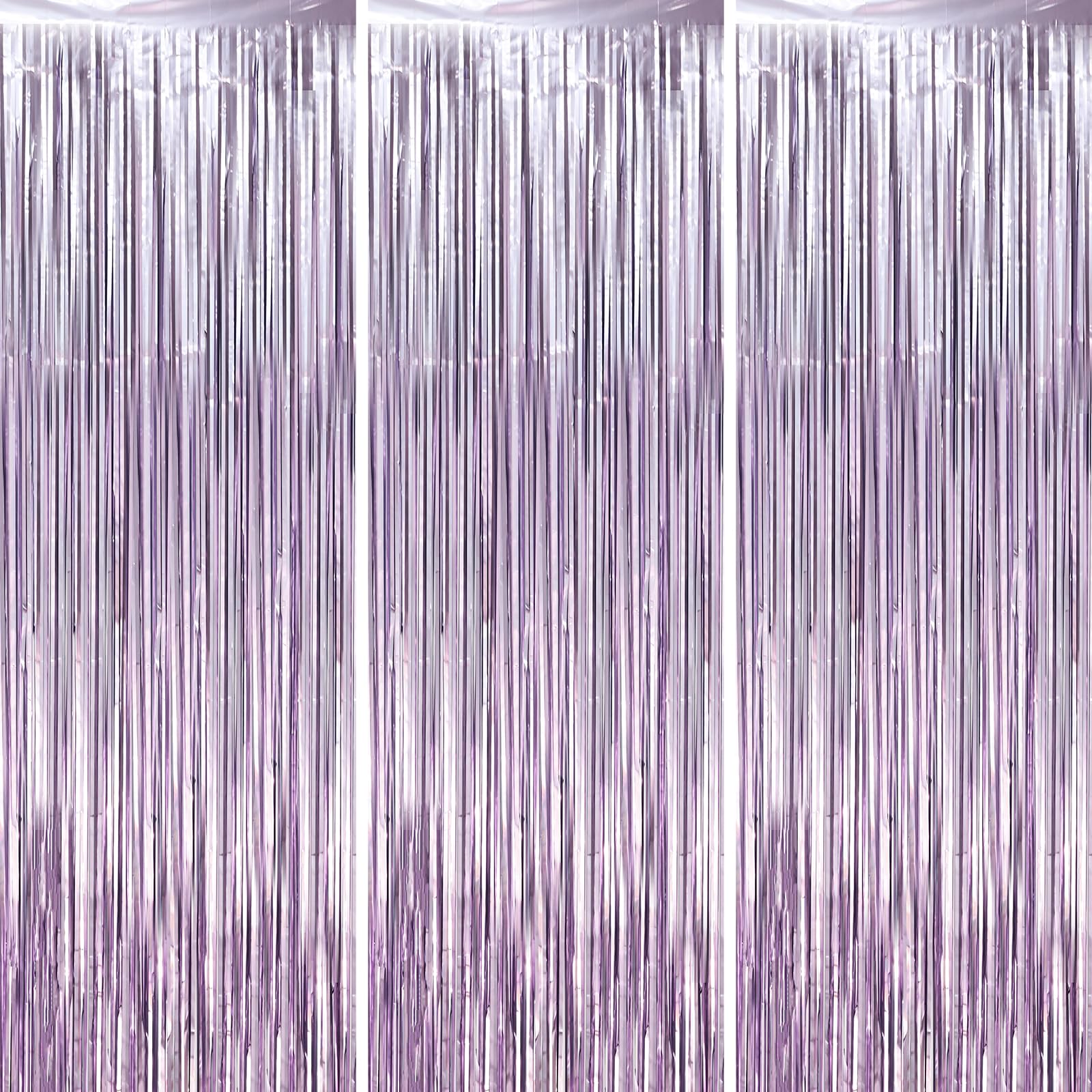 Voircoloria 3 Pack 3.3 x 8.2 ft Light Purple Foil Fringe Backdrop Curtains, Tinsel Streamers Party Decorations, Fringe Backdrop, Door Shimmer for Baby Shower or Birthday Party โ image 1