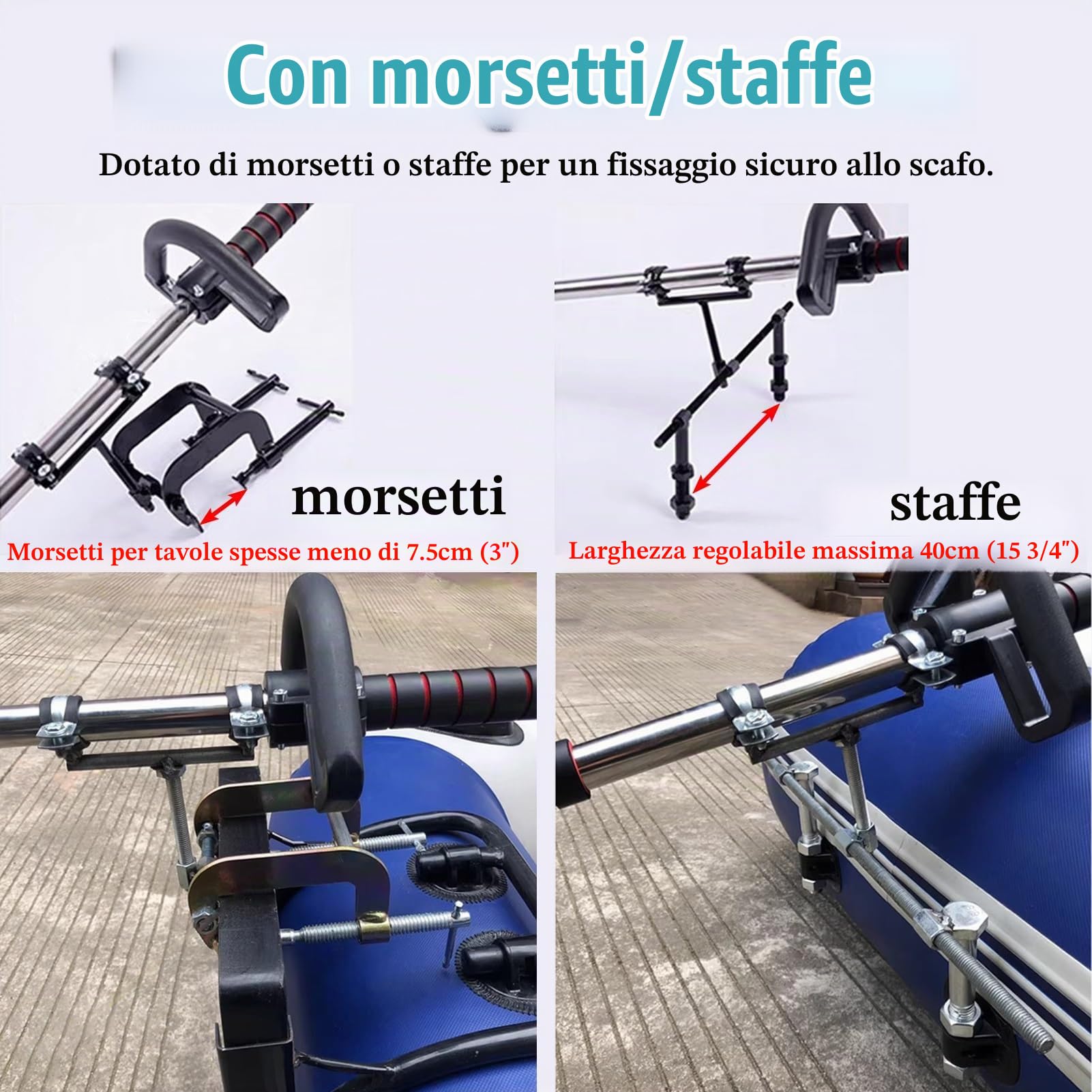 Motore Fuoribordo Elica Orientabile Alimentata da Trapano, Motore Elettrico per Kayak da Traina Senza Fili di Emergenza, Pagaia Portatile per Barca da Trapano(With Clamp,L-100cm(39 3/8"))