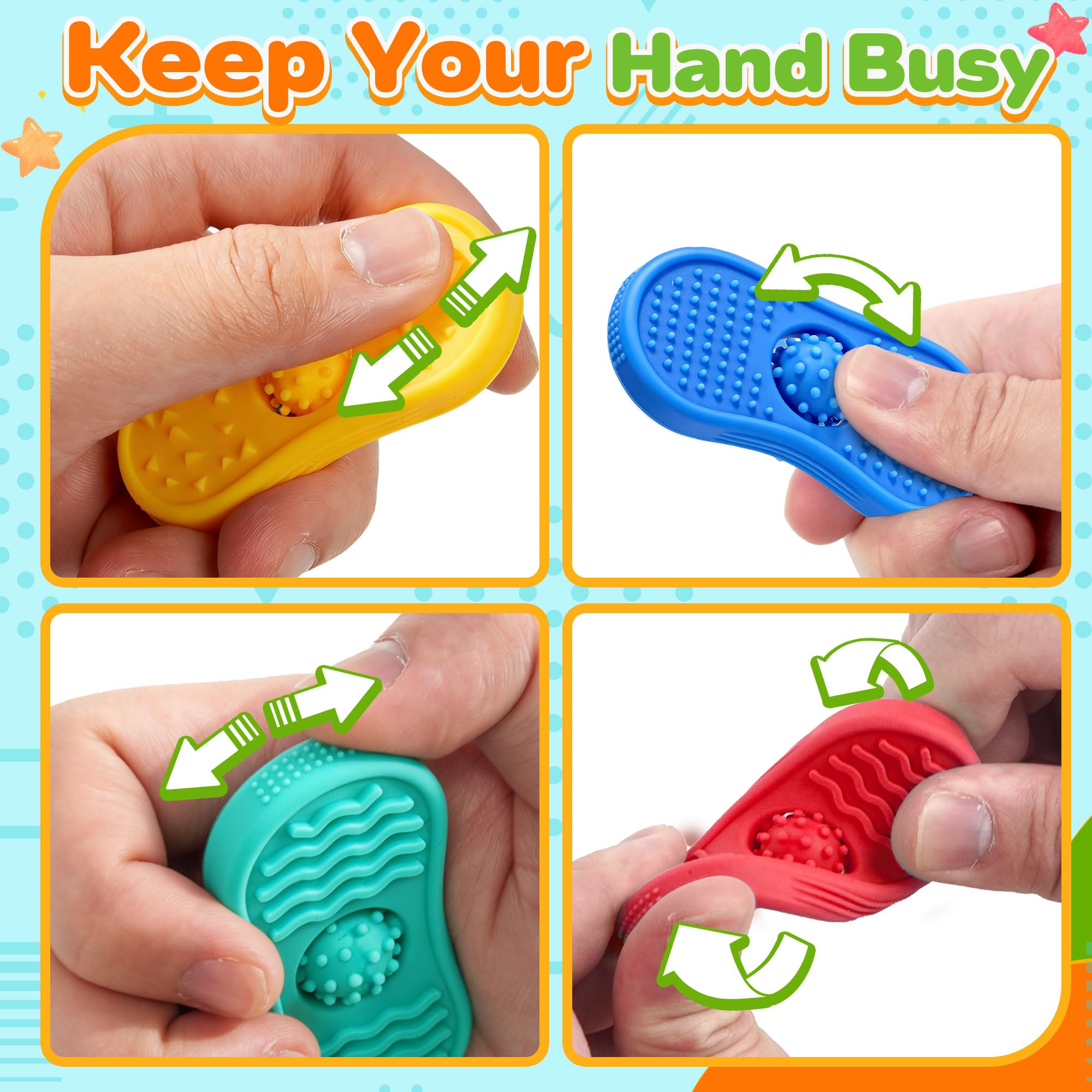 Sensory Fidget Toys For Kids 6 Pack Silicone Worry Stones for Autism & ADHD Calming Down Quiet Figette Classroom Must Have Stress Toys for Anxiety Relief Office Desk Toy Set Easter Basket Stuffer Gift