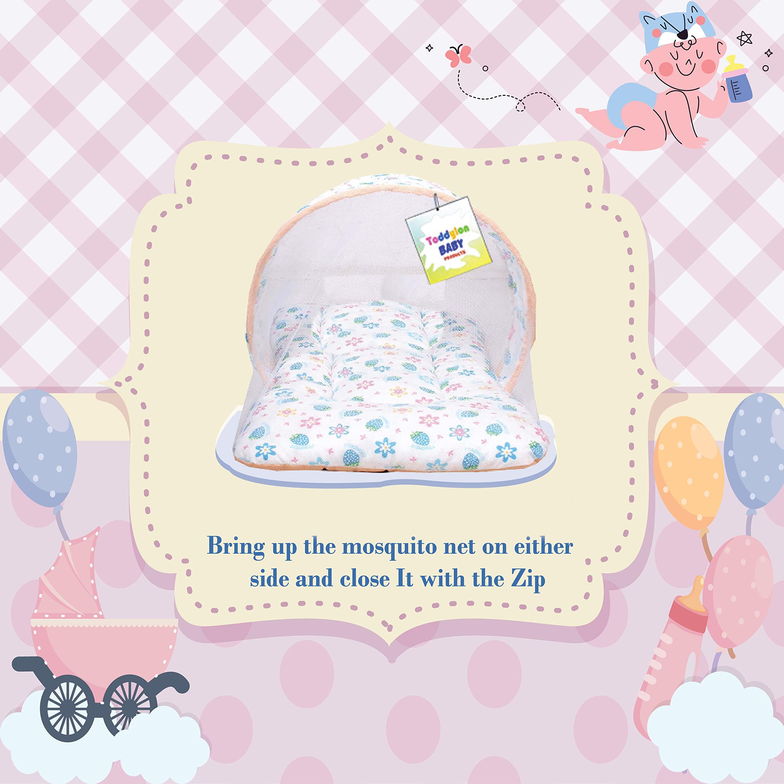 Toddylon Baby Bed New Born Baby Bedding Set Combo of Baby Mattress with Mosquito Net | Carry Bag | Cotton Beds | Carry Bag | Unisex Infants (0-6 Months) (2PCS Set) 2