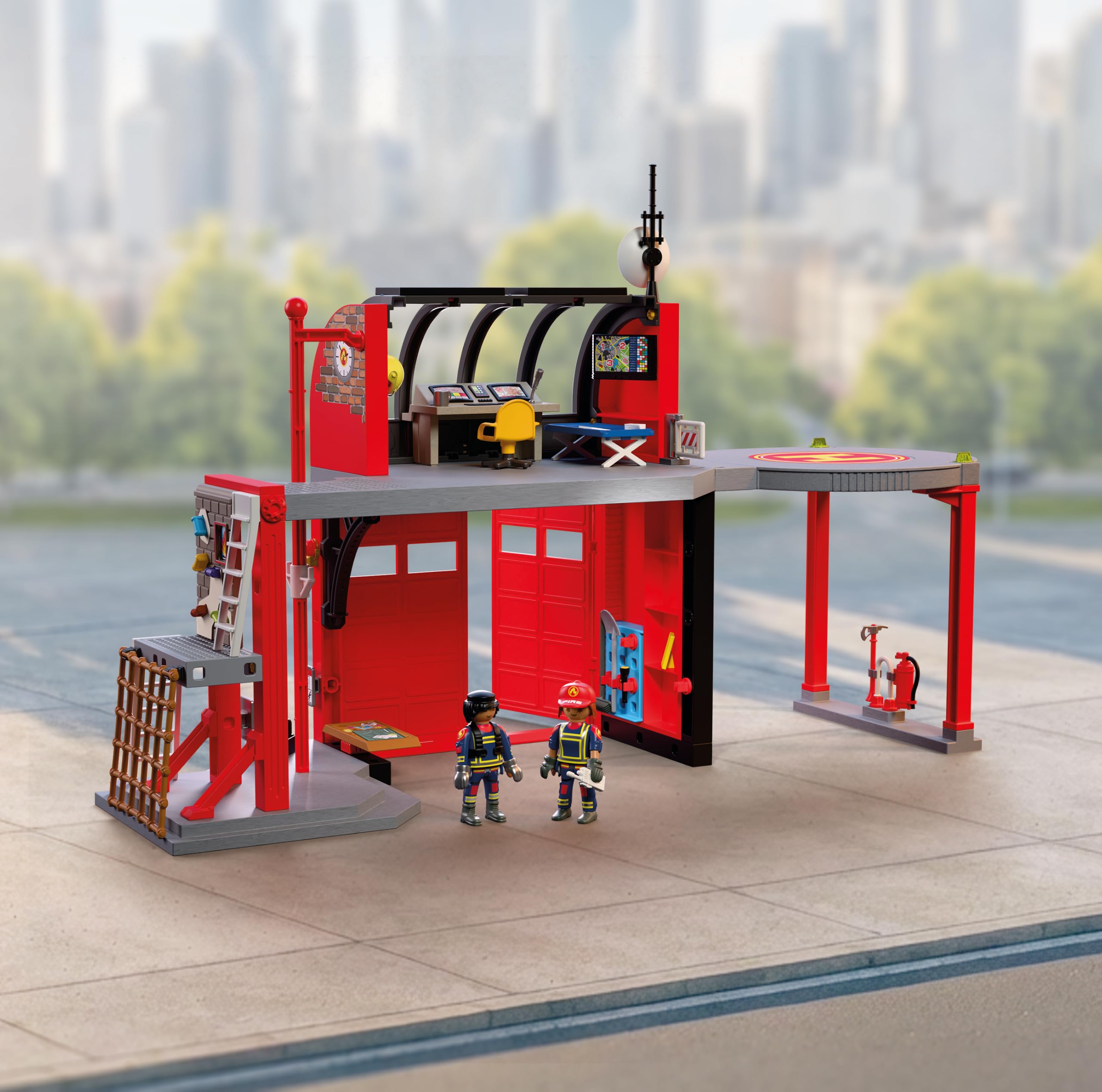 PLAYMOBIL | City Action | Grande stazione dei pompieri | Stazione multilivello con centrale operativa, palo scivolo, area di addestramento e molti accessori | Per bambini da 4 anni | 72191