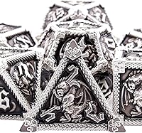 Vista 11 de AUSTOR Juego de dados de metal DND de 7 troqueles, juego de dados poliédricos de Calabozos y Dragones con caja D20 D12 D10 D% D8 D6 D4